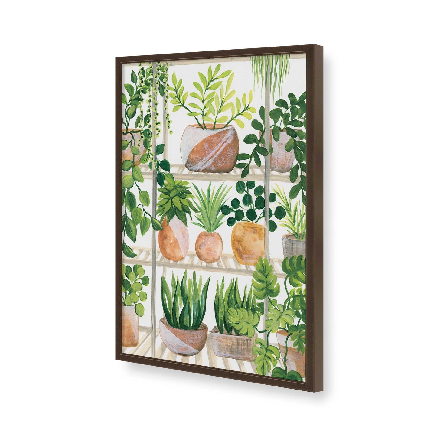 [Color:Brown], Picture of art in a Brown frame of the corner