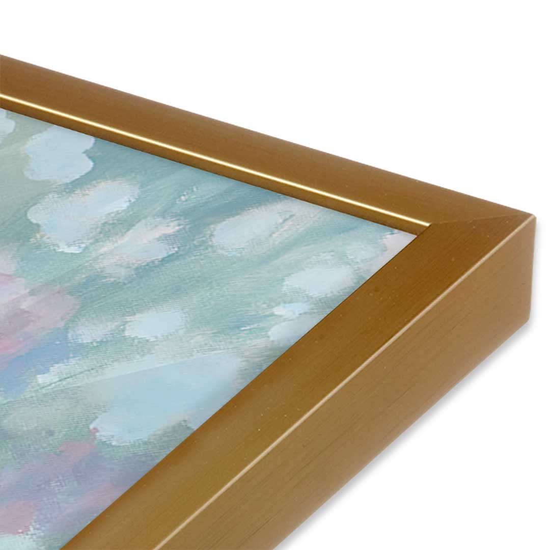 [Color:Polished Gold], Picture of art in a Polished Gold frame at an angle