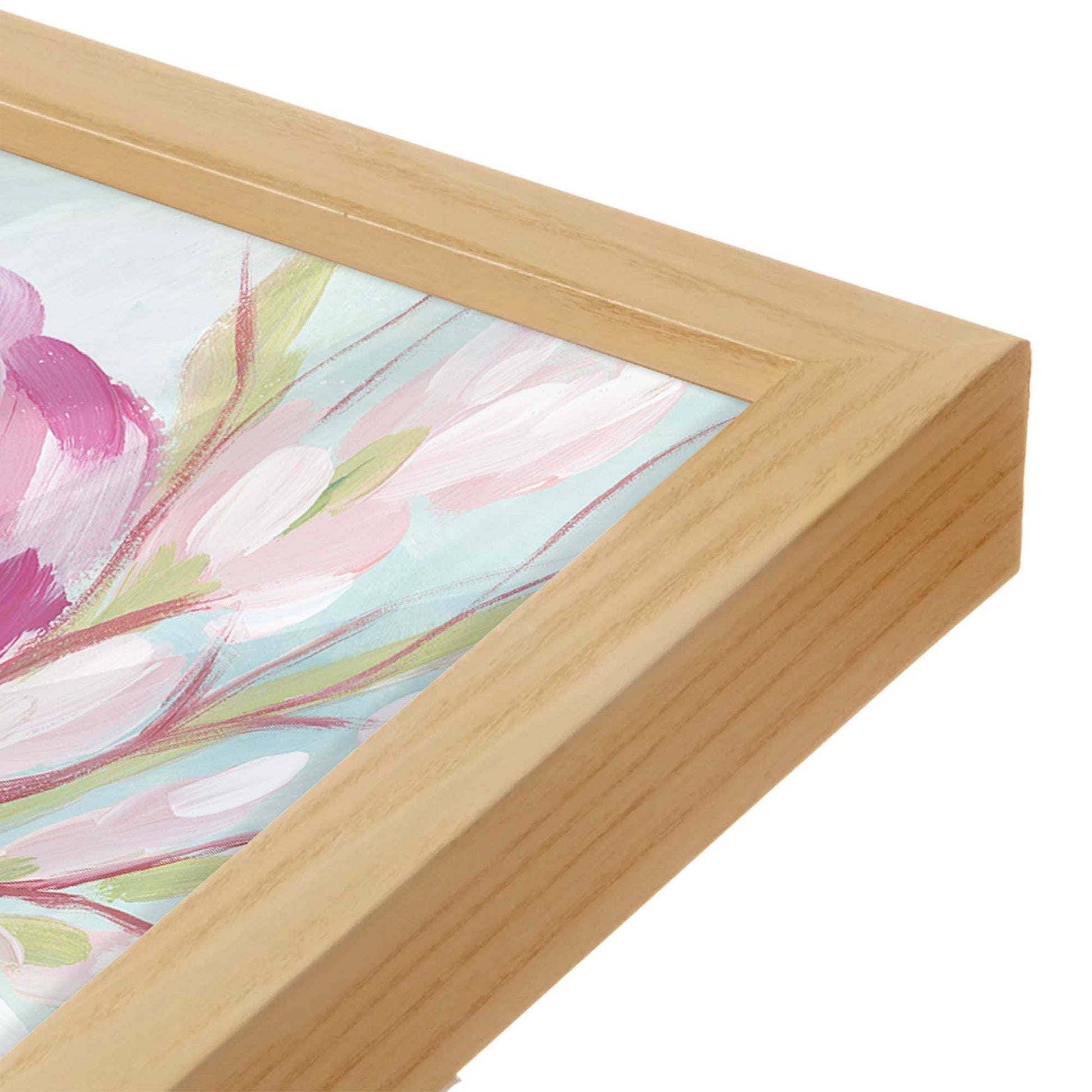 [Color:American Maple], Picture of art in a American Maple frame at an angle
