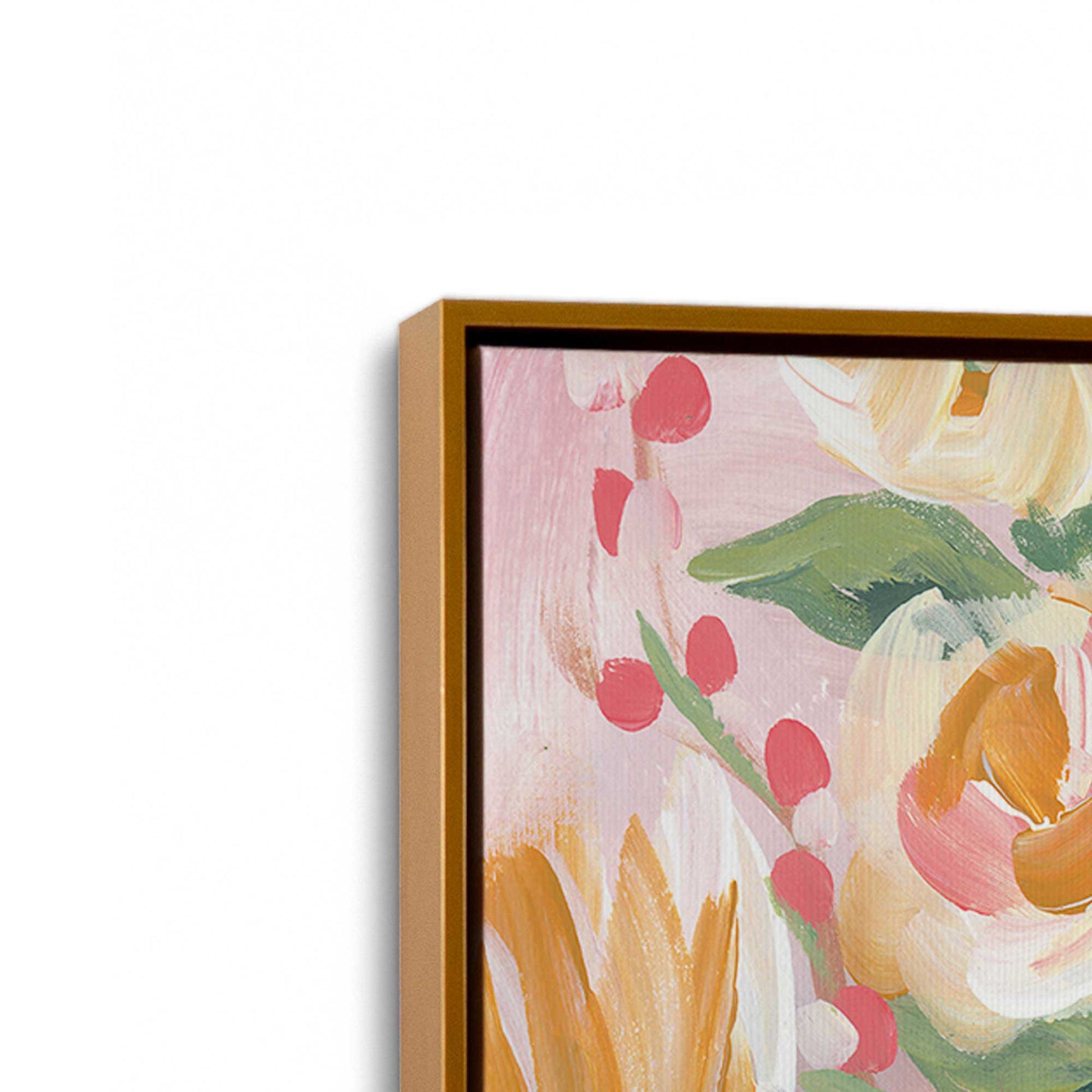 [Color:Polished Gold], Picture of art in a Polished Gold frame at an angle