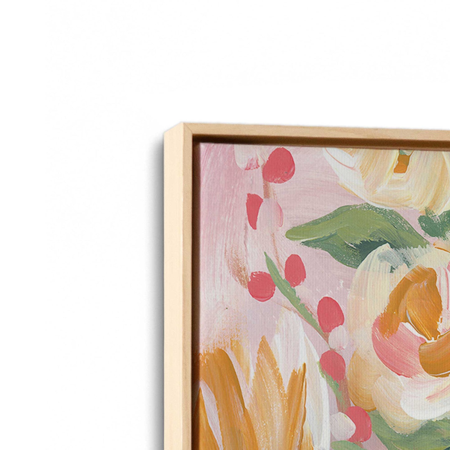 [Color:American Maple], Picture of art in a American Maple frame at an angle