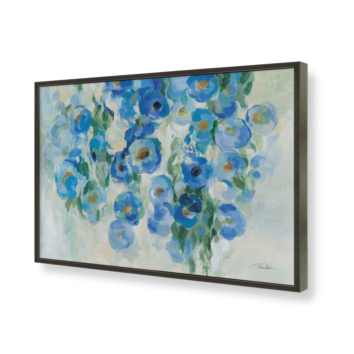[Color:Satin Black], Picture of art in a Satin Black frame of the corner