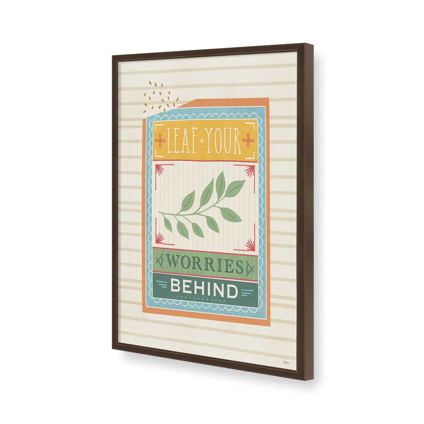 [Color:Brown], Picture of art in a Brown frame of the corner