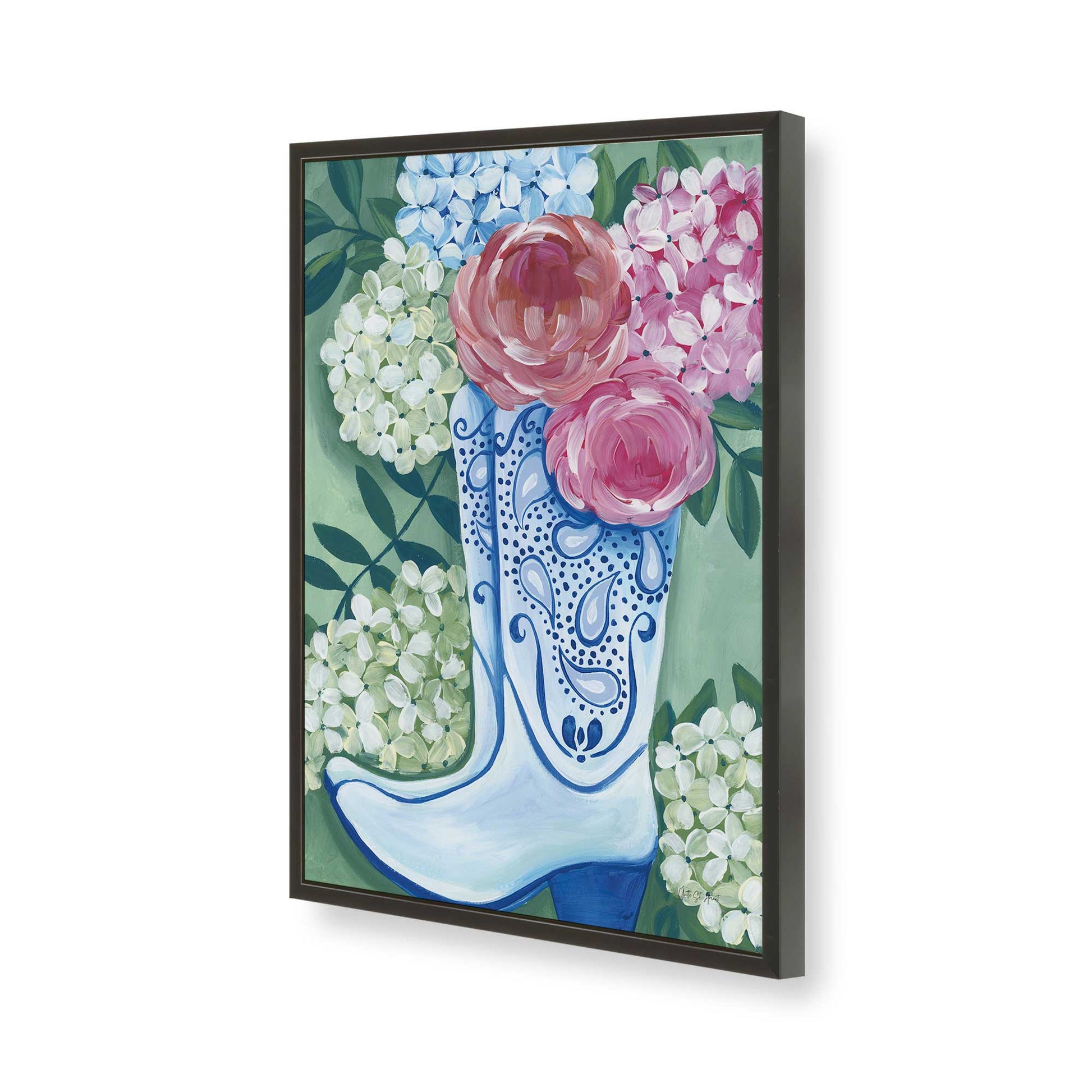 [Color:Satin Black], Picture of art in a Satin Black frame of the corner