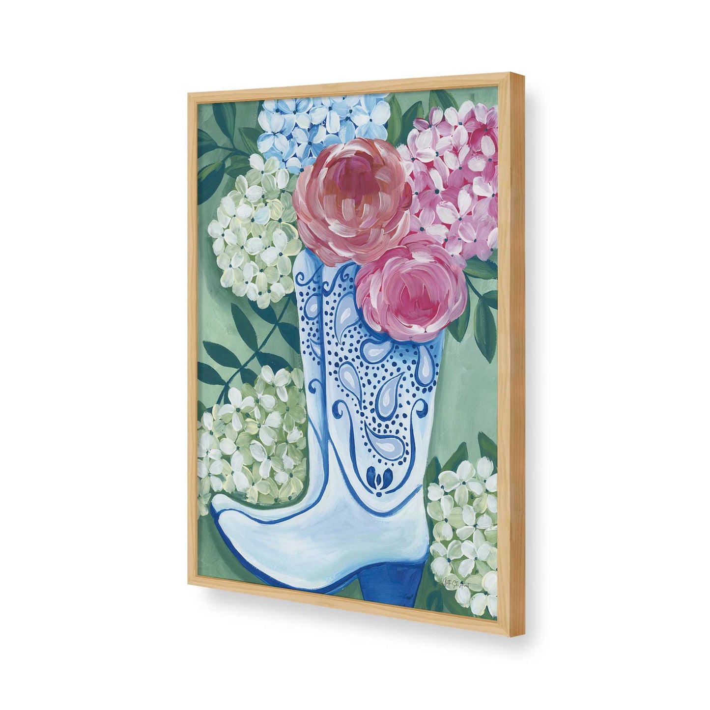 [Color:American Maple], Picture of art in a American Maple frame of the corner