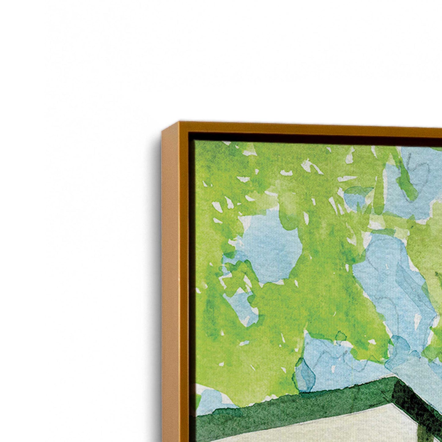 [Color:Polished Gold], Picture of art in a Polished Gold frame at an angle