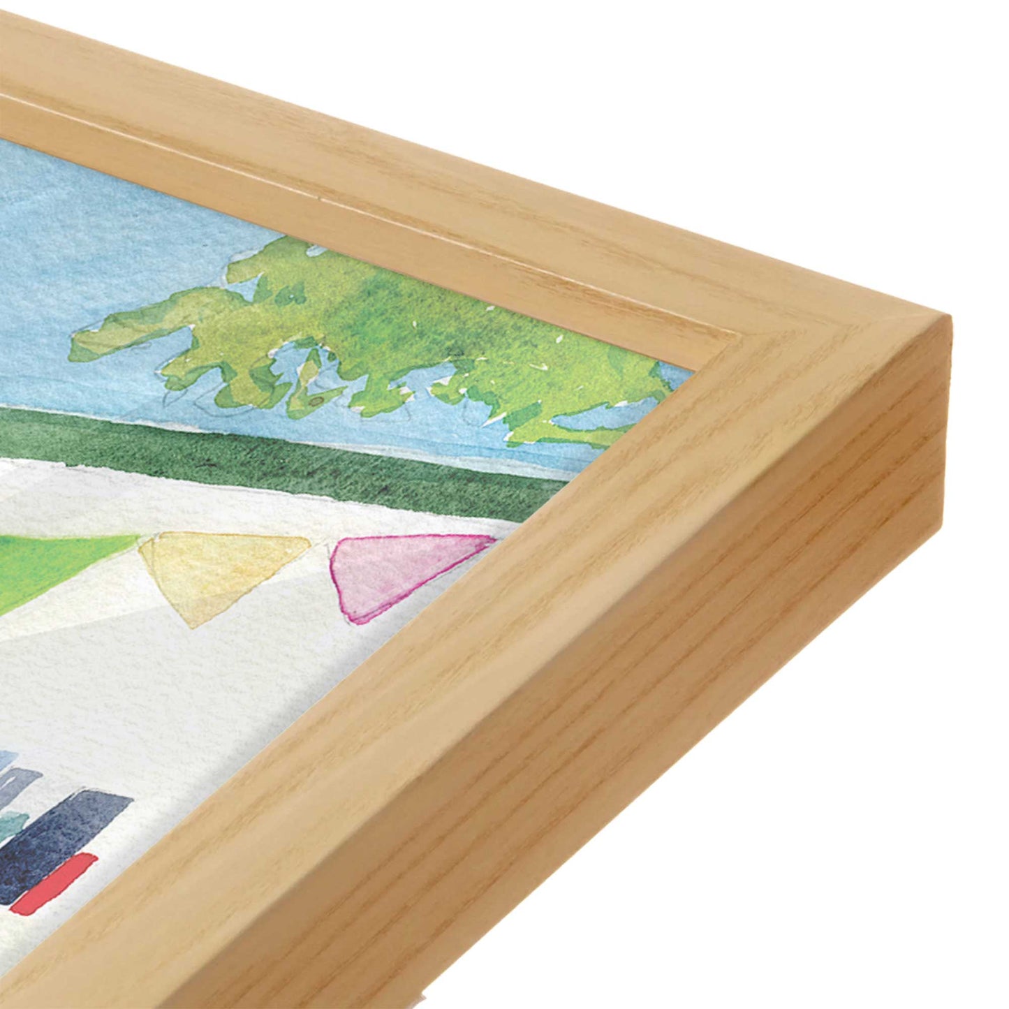 [Color:American Maple], Picture of art in a American Maple frame at an angle