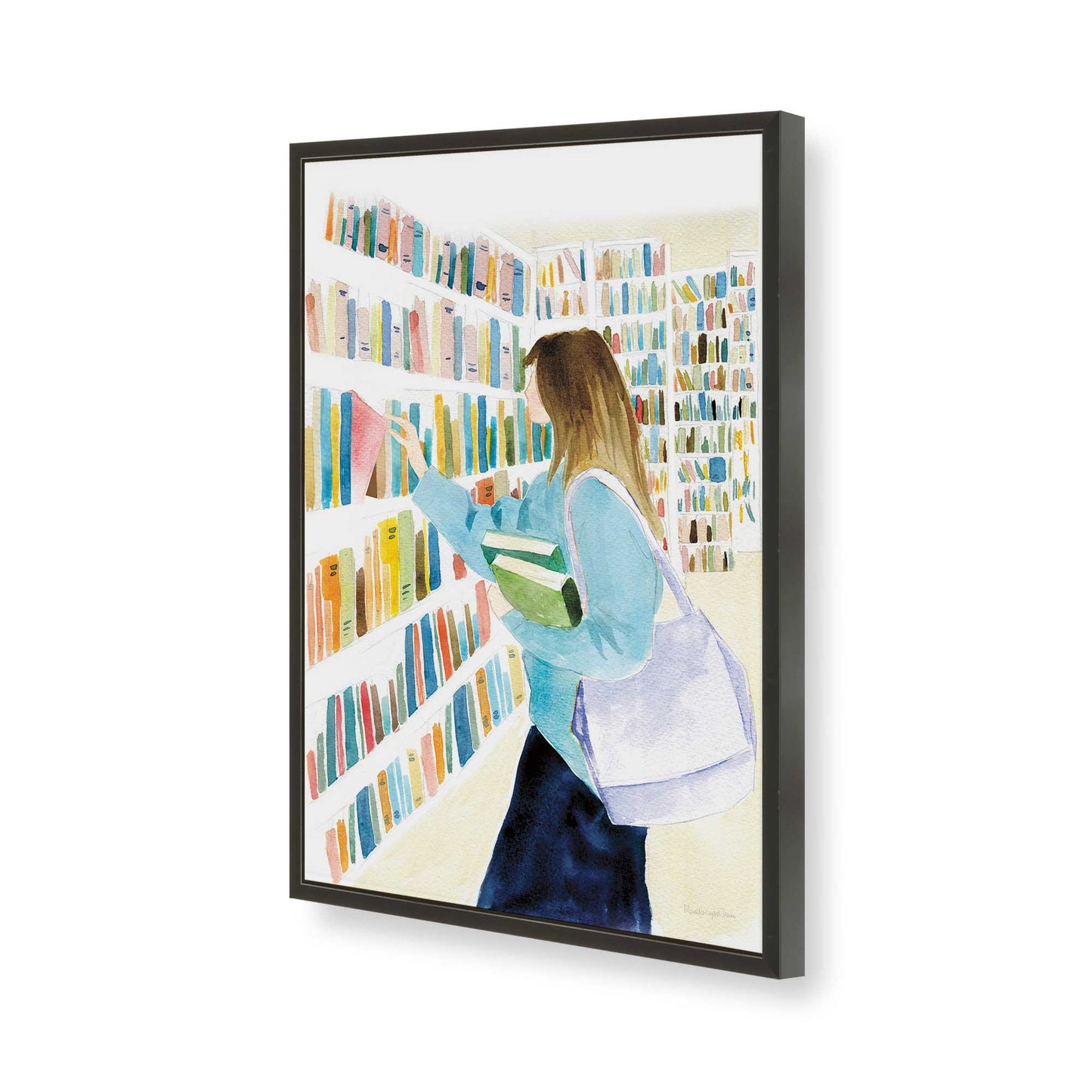 [Color:Satin Black], Picture of art in a Satin Black frame of the corner