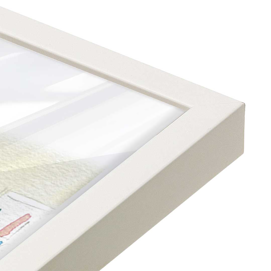 [Color:Opaque White], Picture of art in a Opaque White frame at an angle