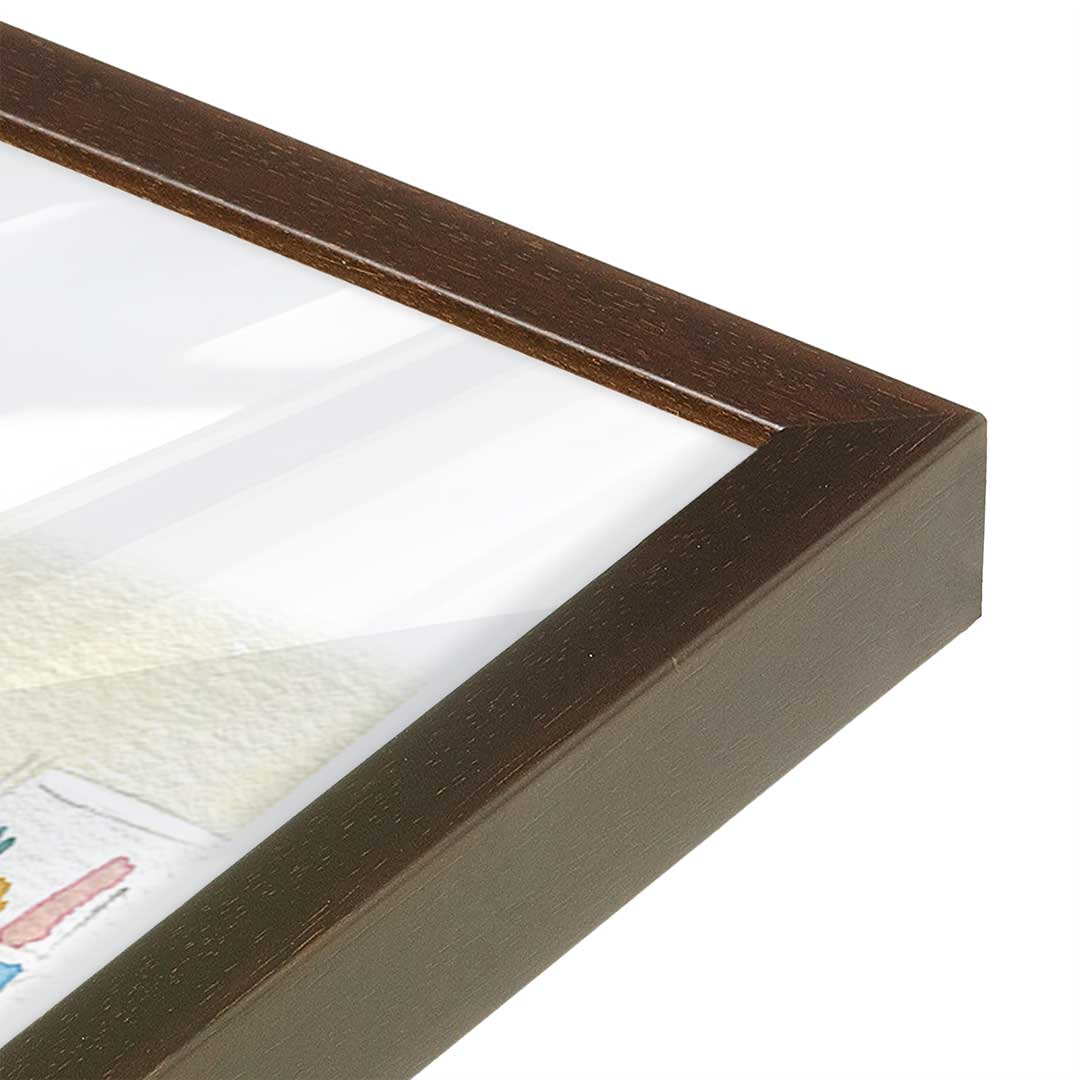 [Color:Brown], Picture of art in a Brown frame at an angle