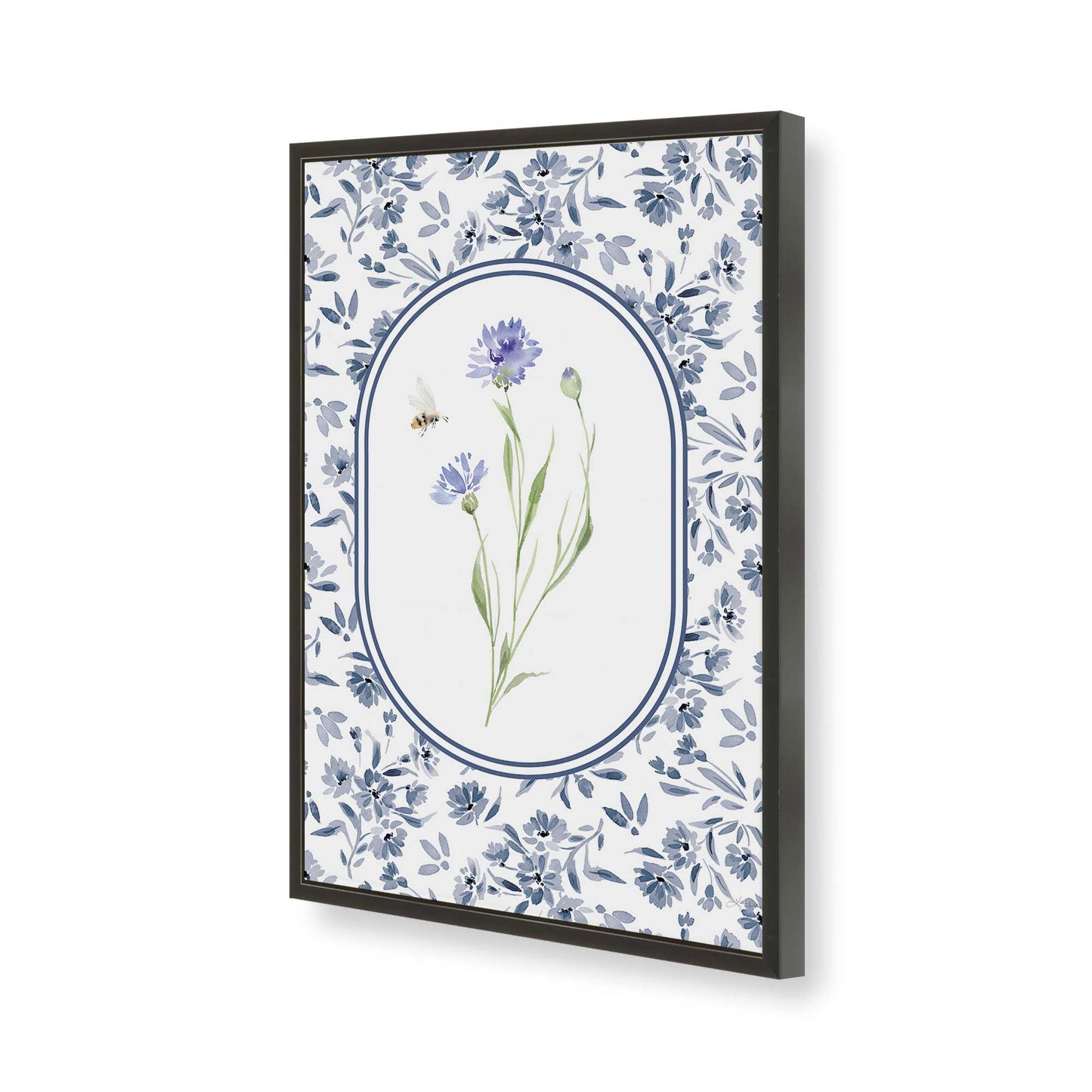 [Color:Satin Black], Picture of art in a Satin Black frame of the corner