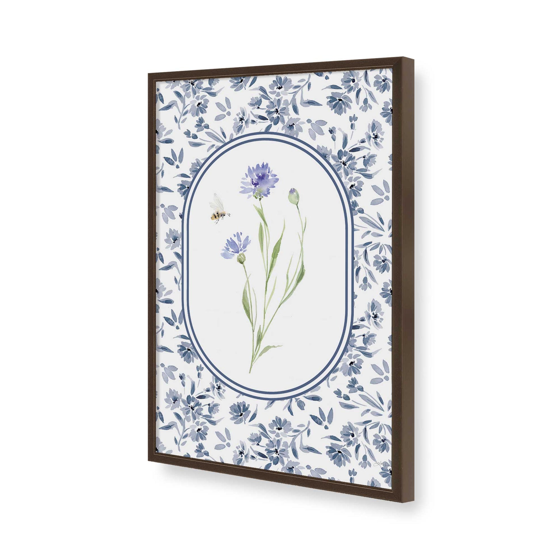 [Color:Brown], Picture of art in a Brown frame of the corner