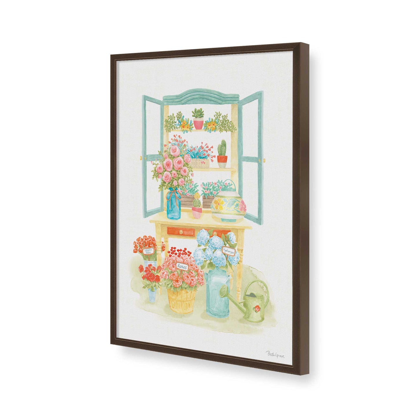 [Color:Brown], Picture of art in a Brown frame of the corner