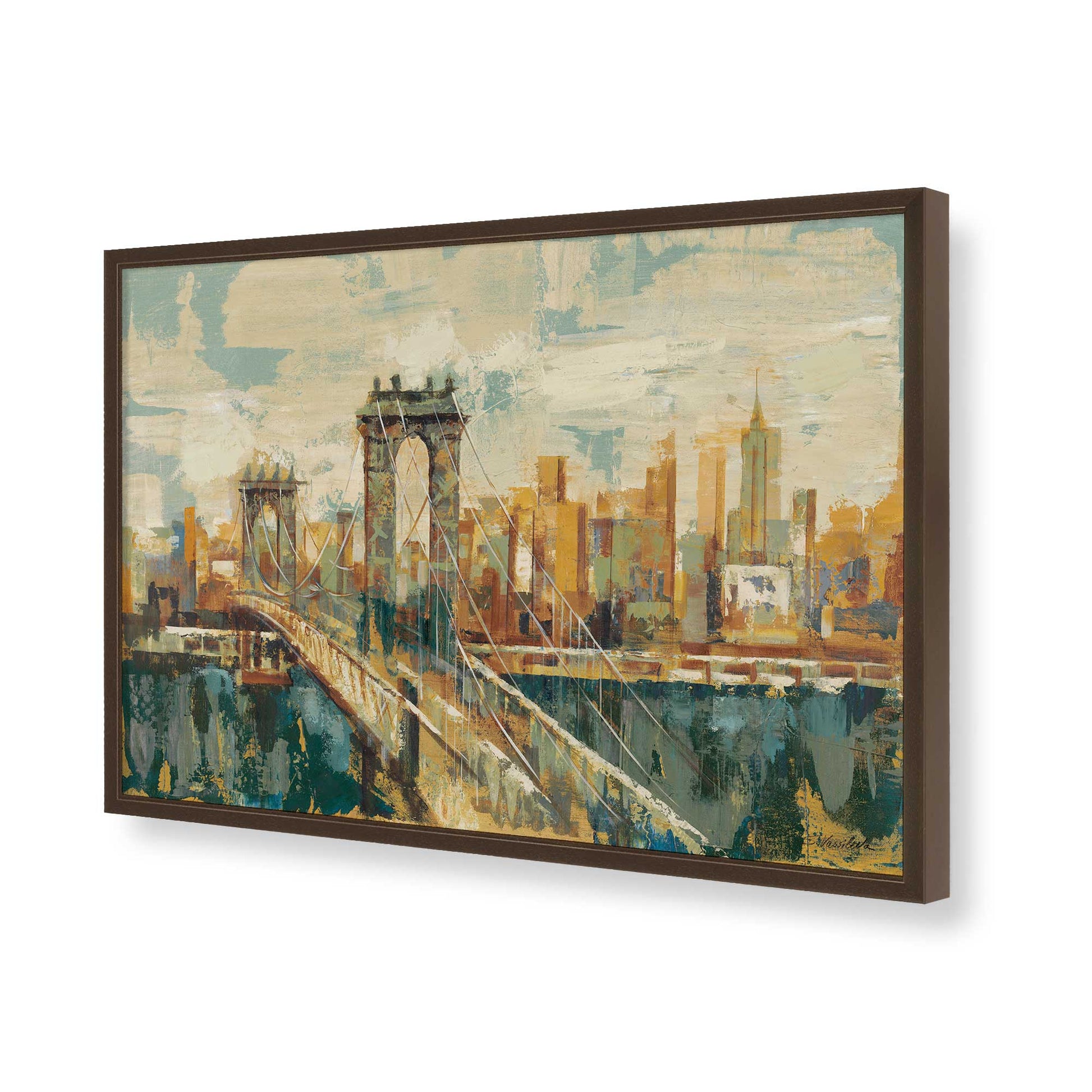 [Color:Brown], Picture of art in a Brown frame of the corner