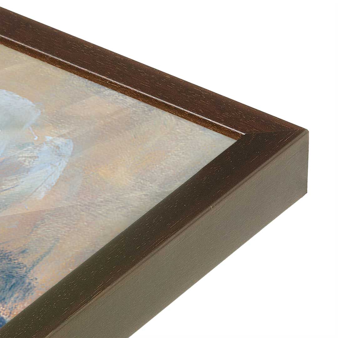 [Color:Brown], Picture of art in a Brown frame at an angle