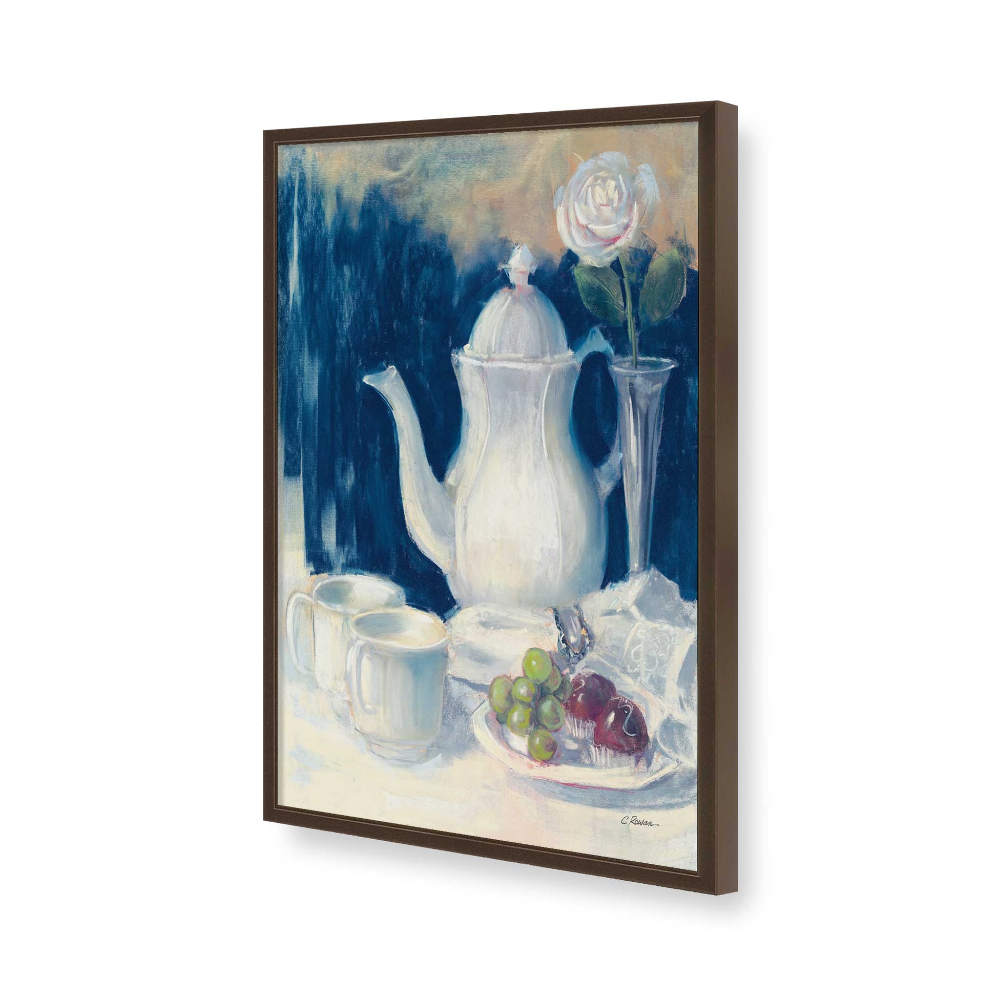 [Color:Brown], Picture of art in a Brown frame of the corner