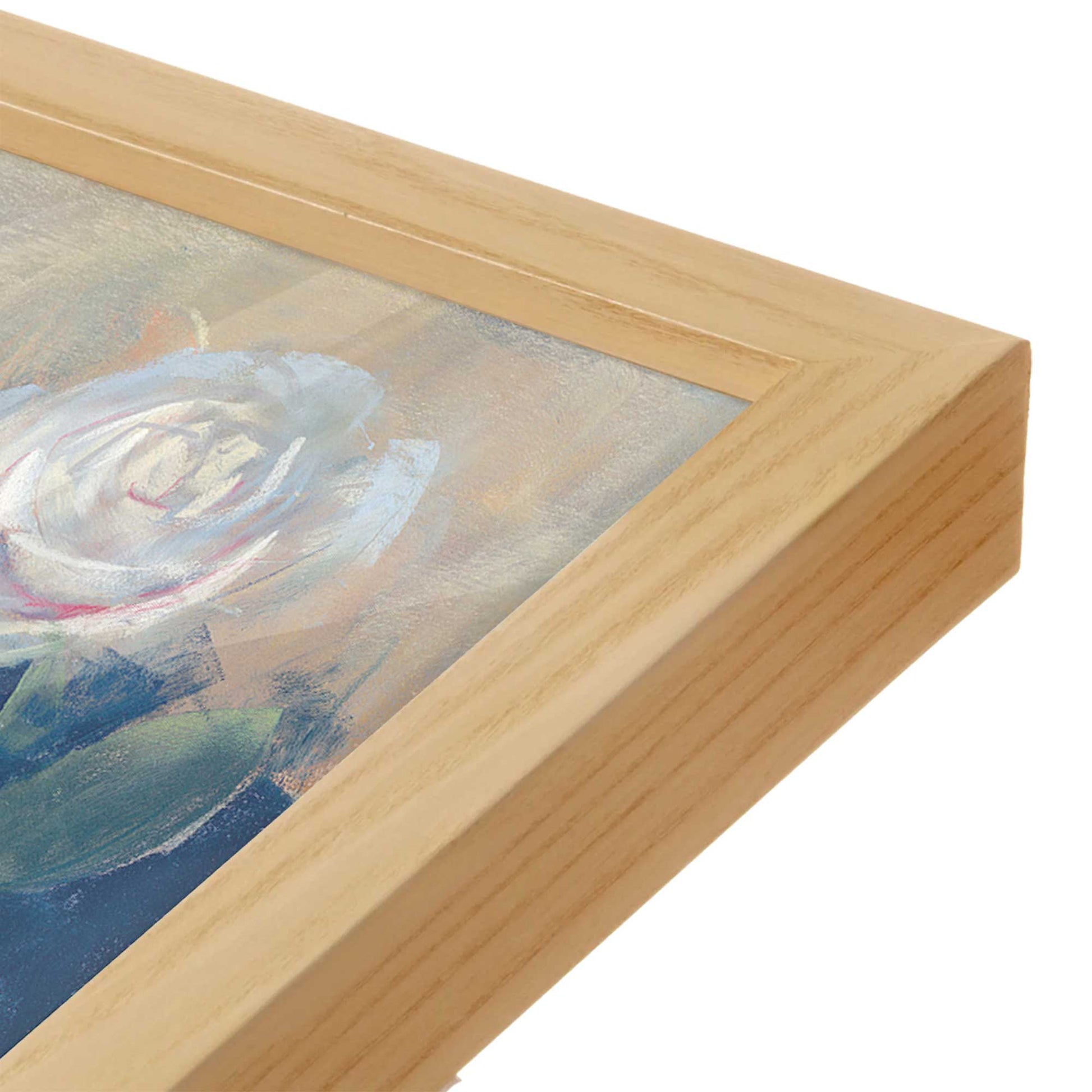 [Color:American Maple], Picture of art in a American Maple frame at an angle