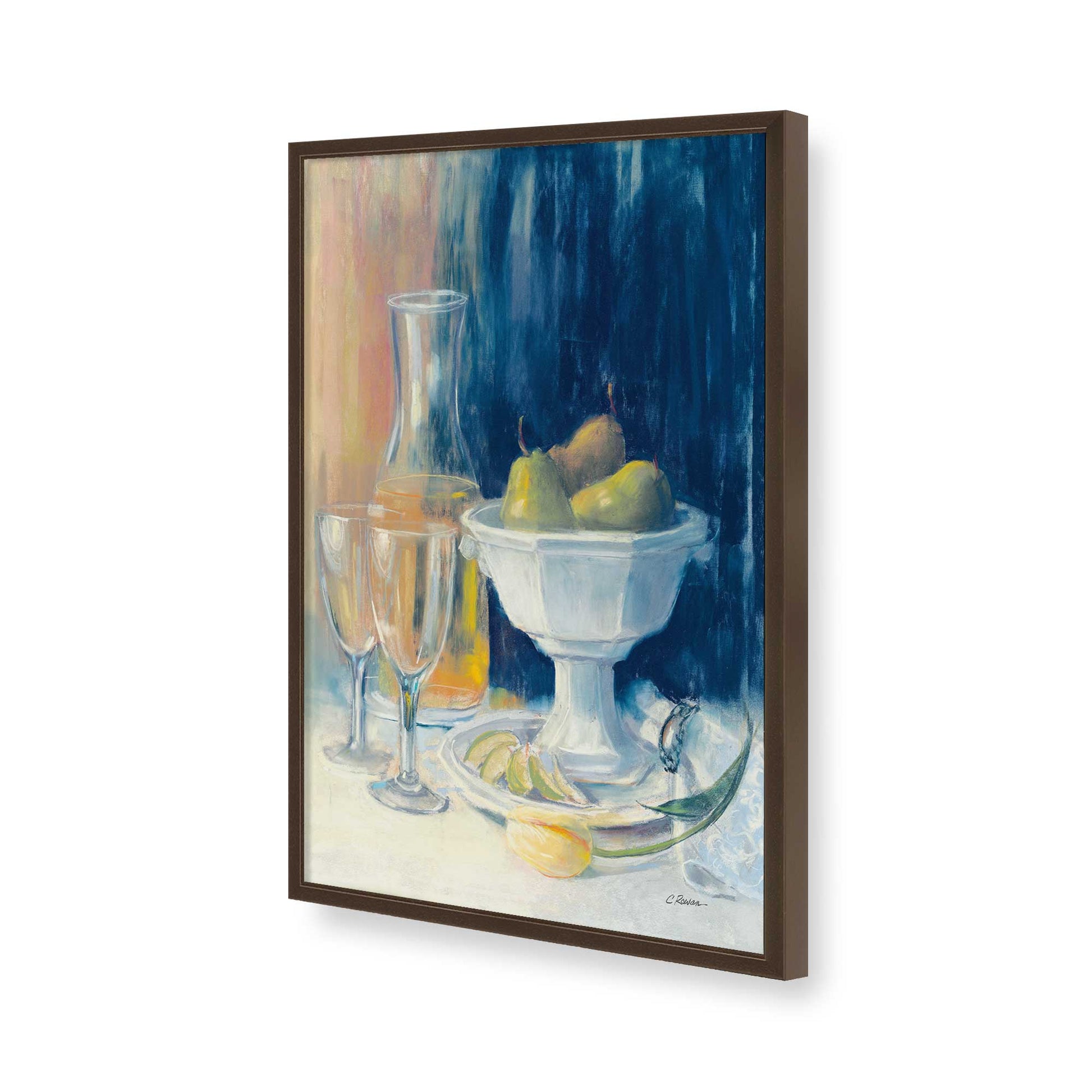 [Color:Brown], Picture of art in a Brown frame of the corner