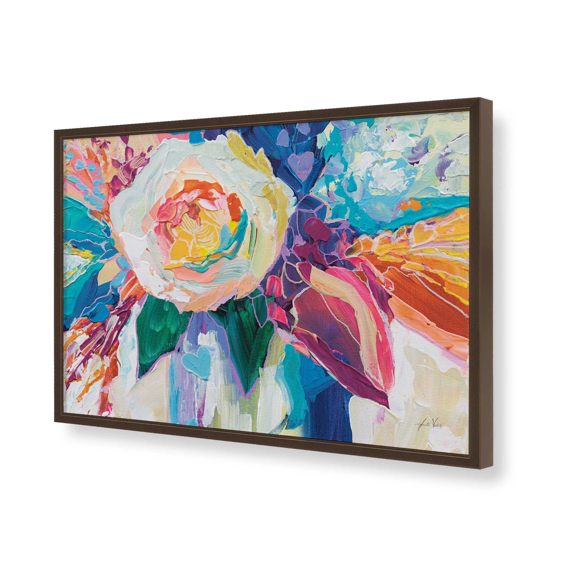 [Color:Brown], Picture of art in a Brown frame of the corner