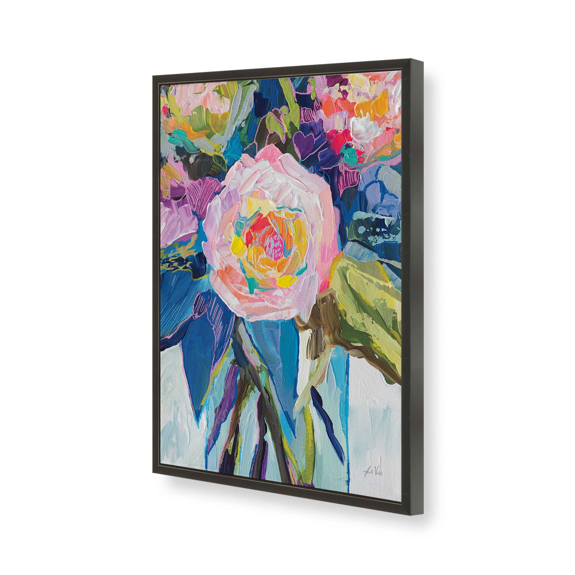 [Color:Satin Black], Picture of art in a Satin Black frame of the corner