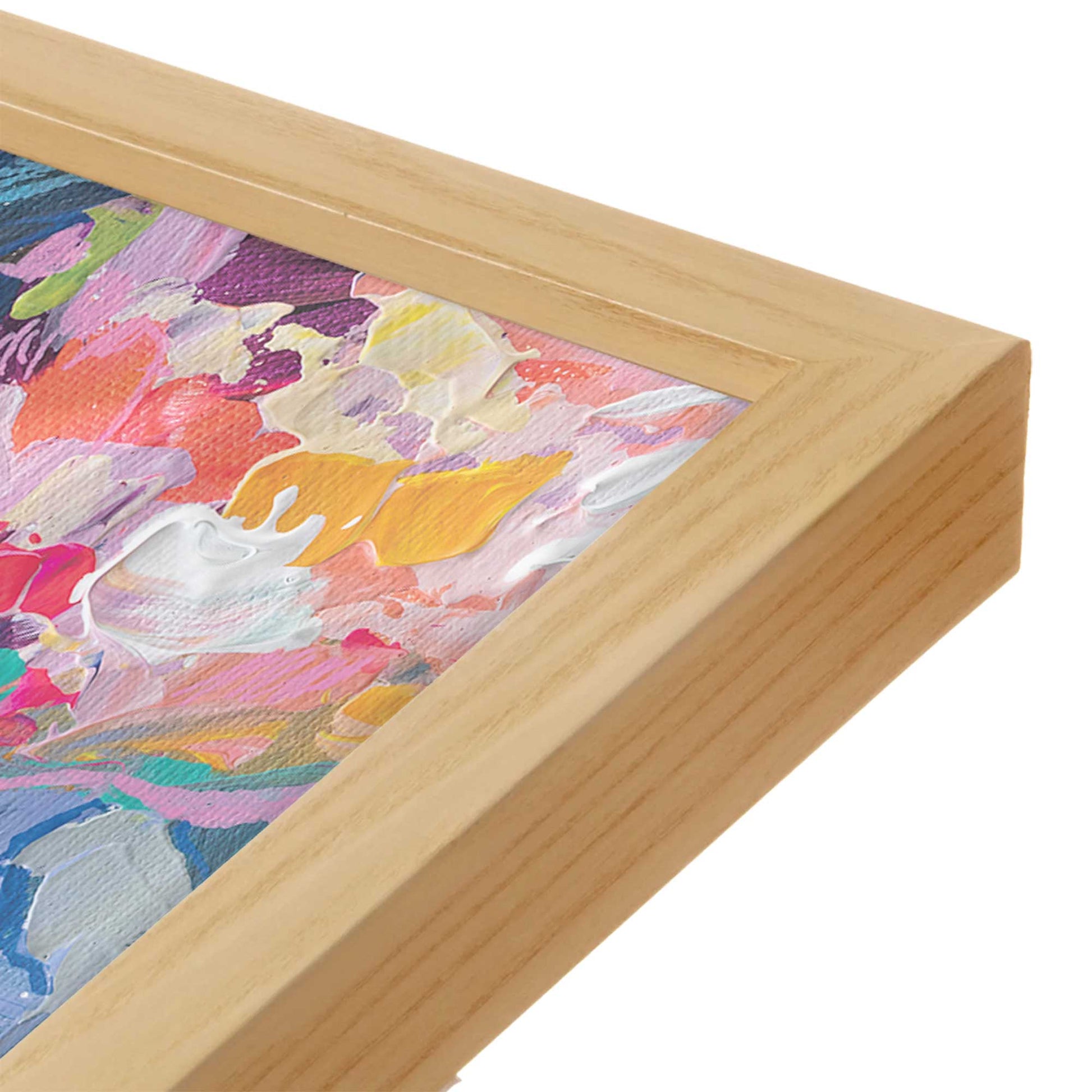 [Color:American Maple], Picture of art in a American Maple frame at an angle