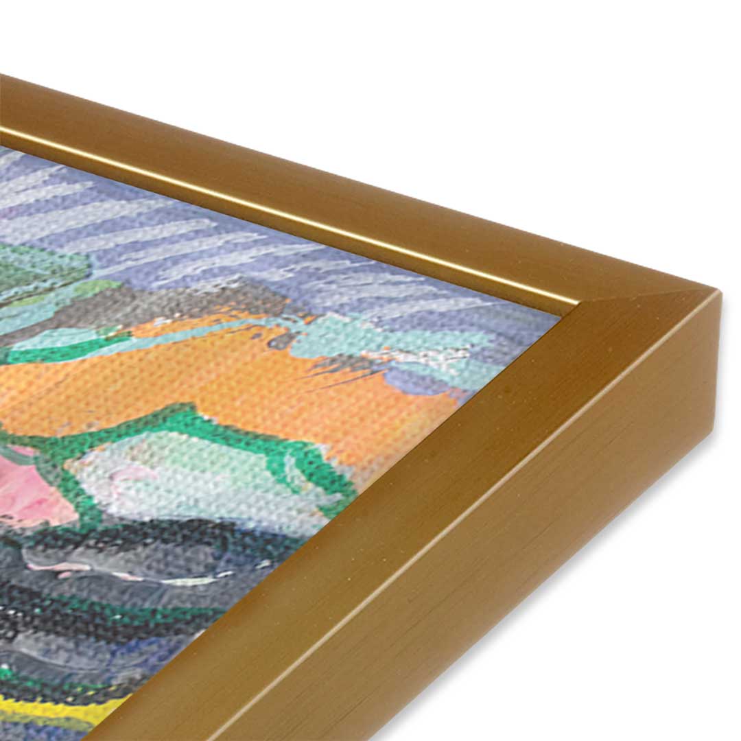 [Color:Polished Gold], Picture of art in a Polished Gold frame at an angle