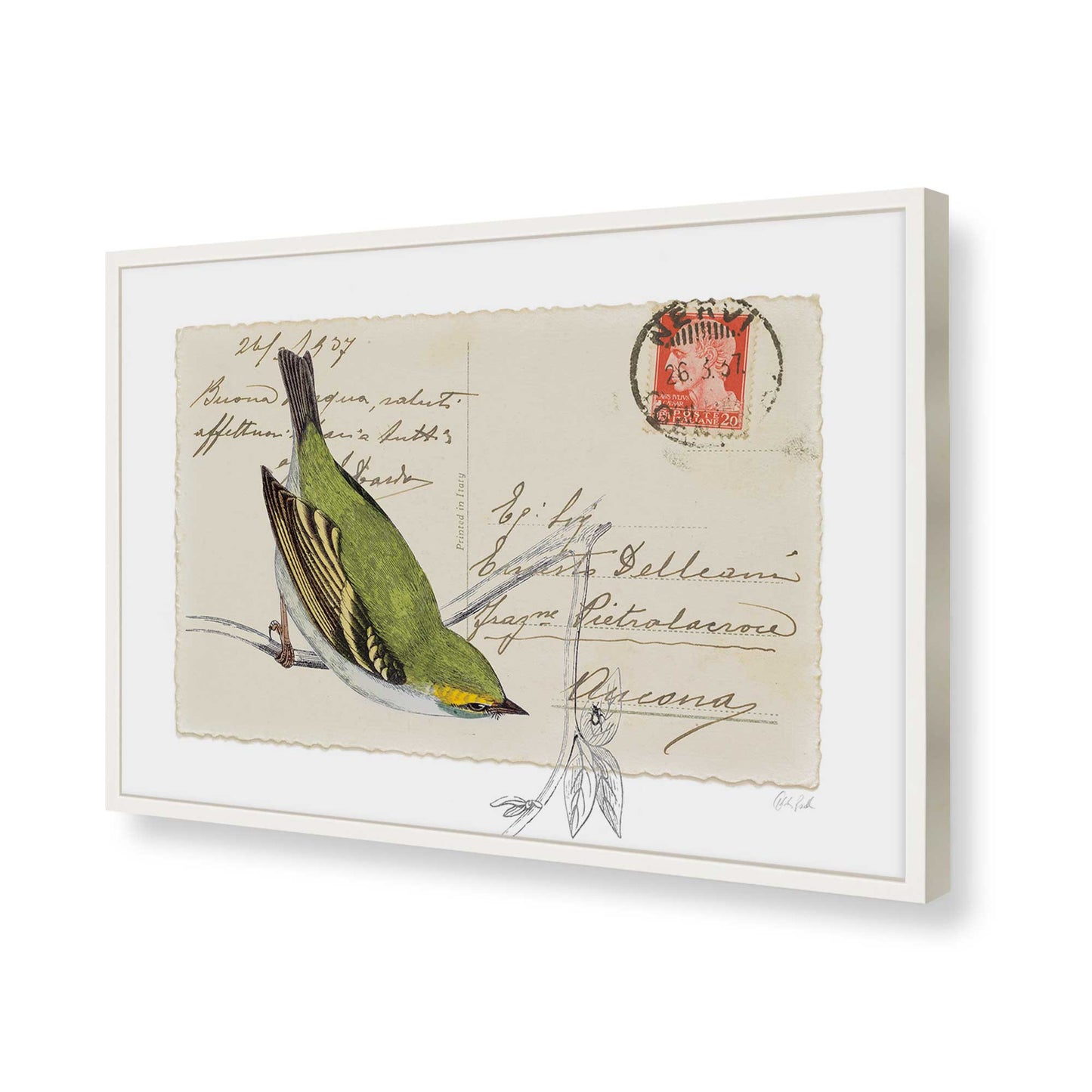 [Color:Opaque White], Picture of art in a Opaque White frame of the corner