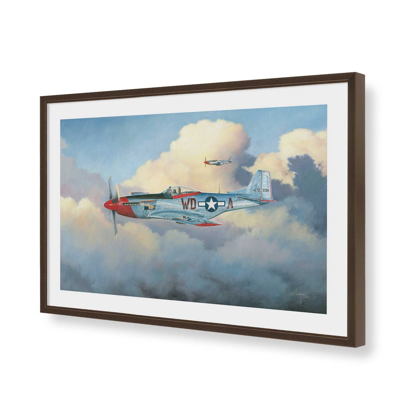 [Color:Brown], Picture of art in a Brown frame of the corner