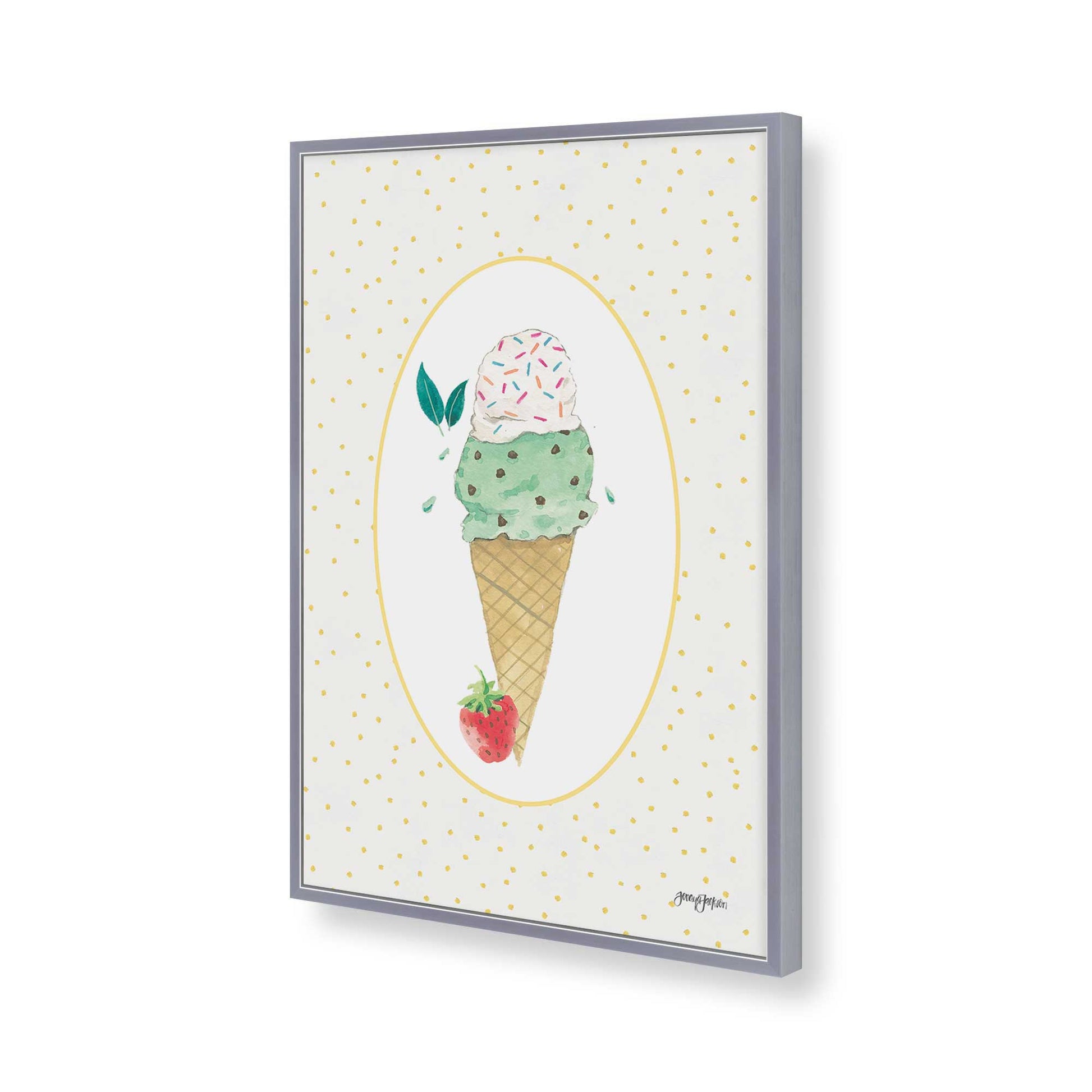 [Color:Polished Chrome], Picture of art in a Polished Chrome frame of the corner
