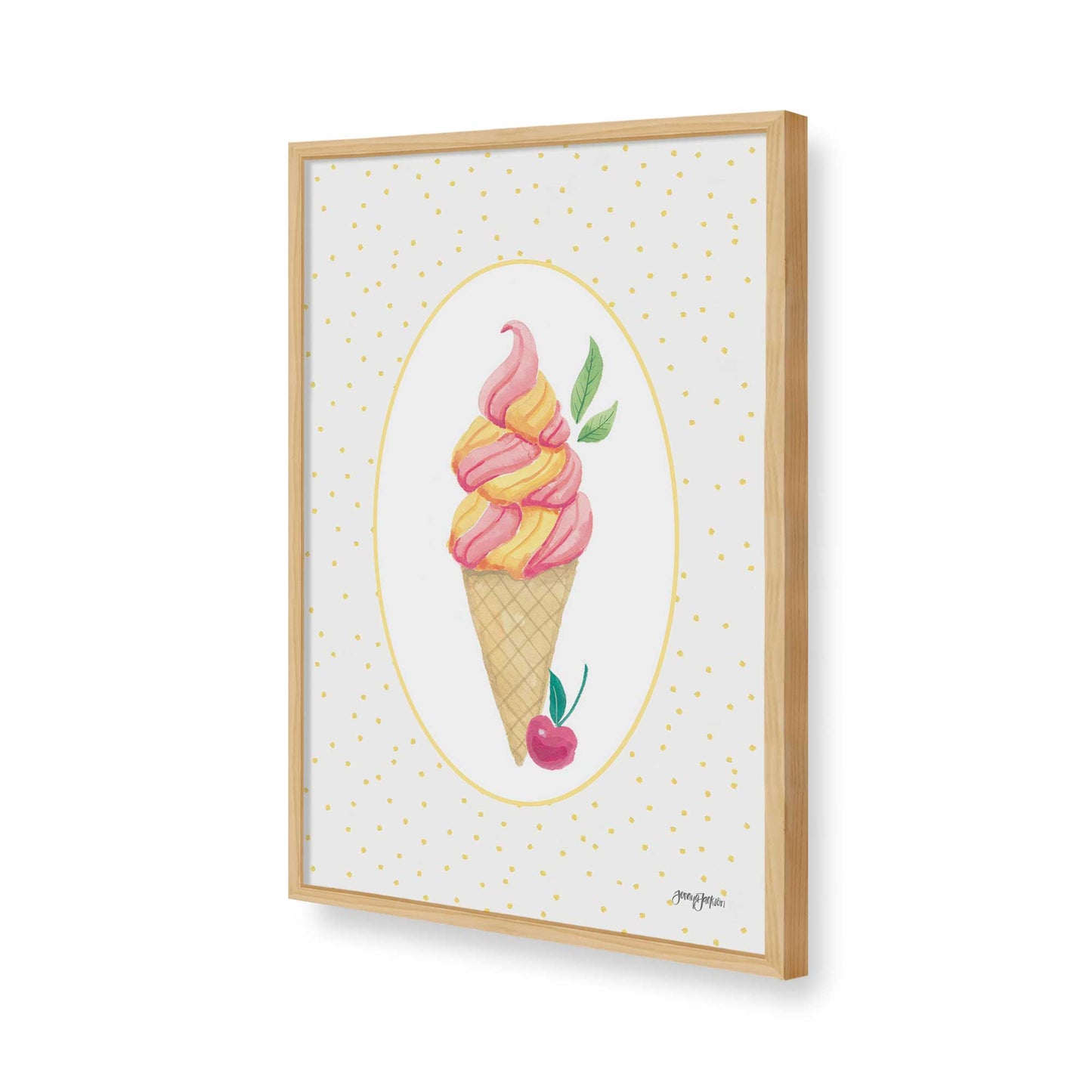 [Color:American Maple], Picture of art in a American Maple frame of the corner