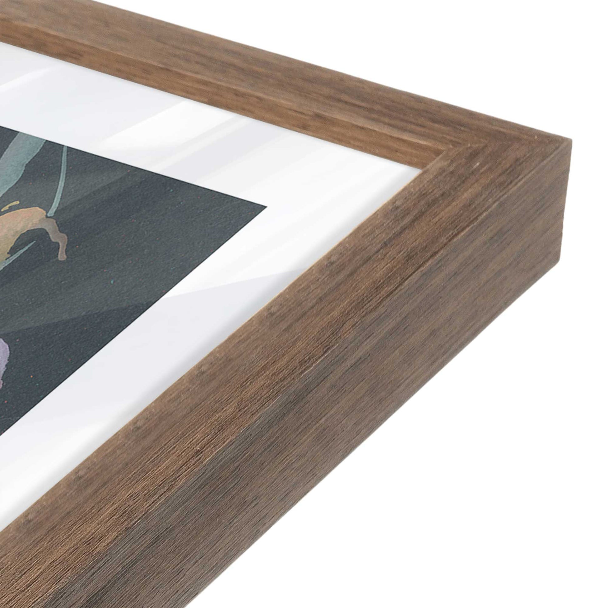 [Color:Walnut], Picture of art in a Walnut frame at an angle