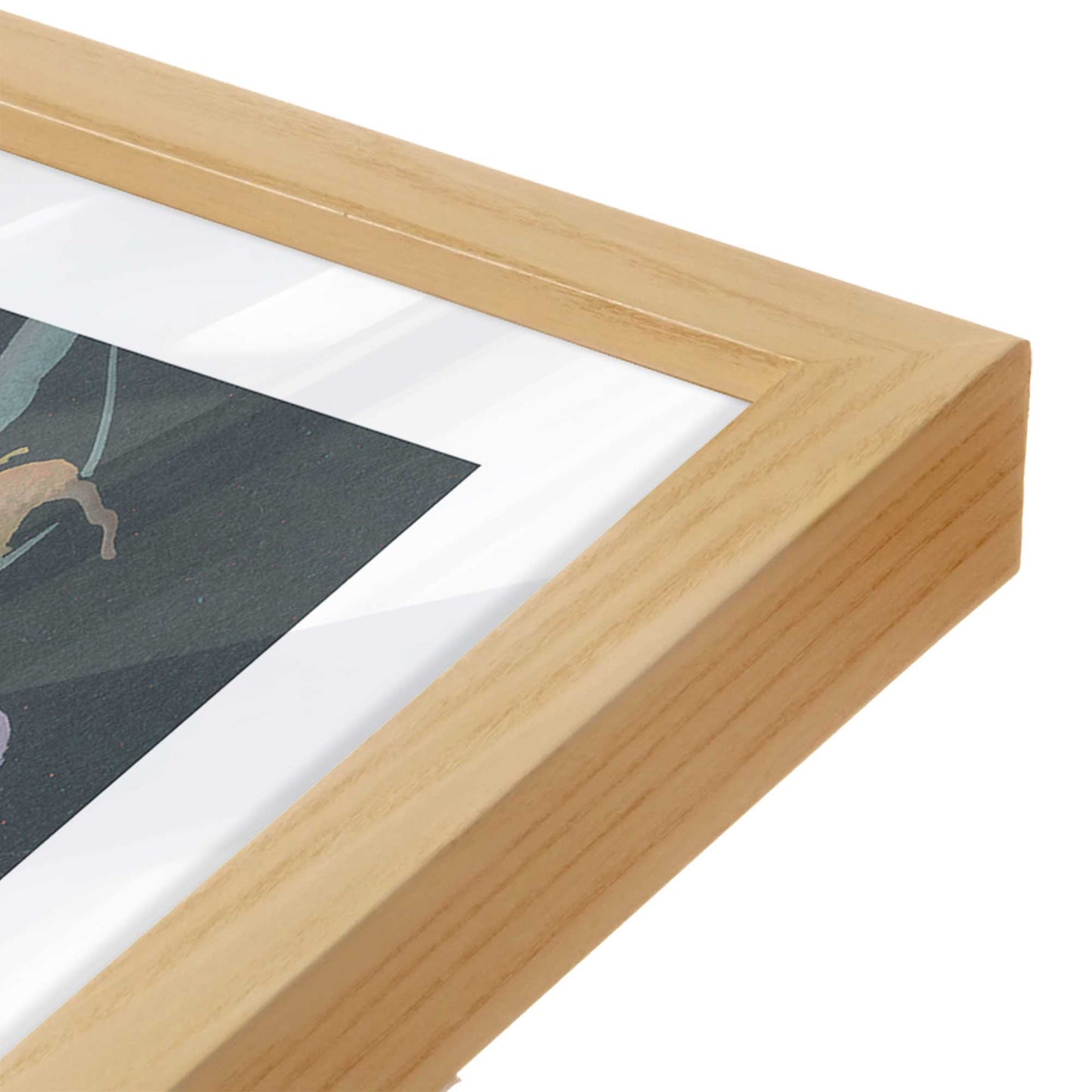 [Color:American Maple], Picture of art in a American Maple frame at an angle