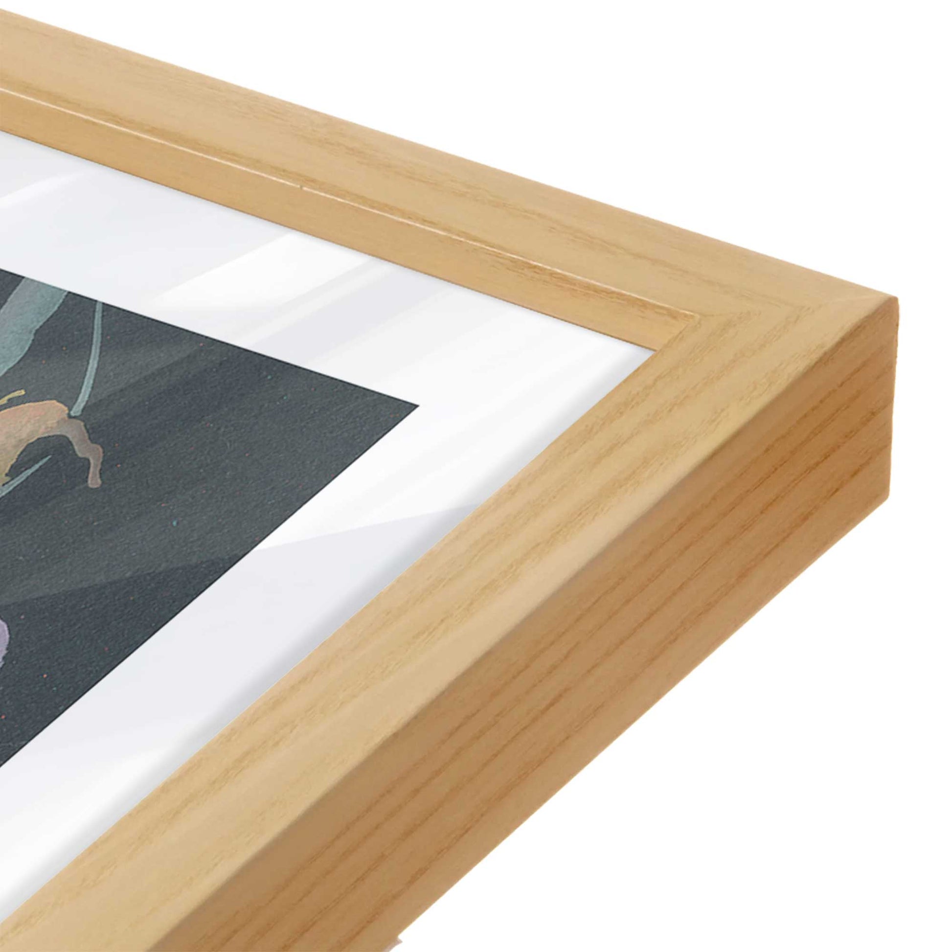 [Color:American Maple], Picture of art in a American Maple frame at an angle