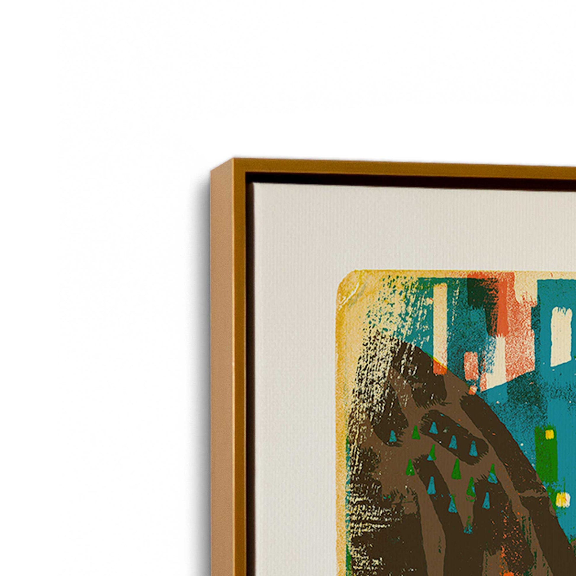[Color:Polished Gold], Picture of art in a Polished Gold frame at an angle