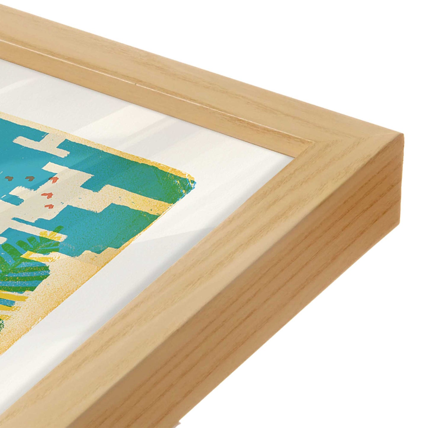 [Color:American Maple], Picture of art in a American Maple frame at an angle