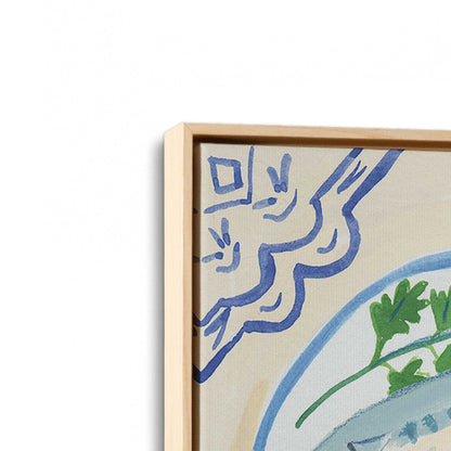 [Color:American Maple], Picture of art in a American Maple frame at an angle