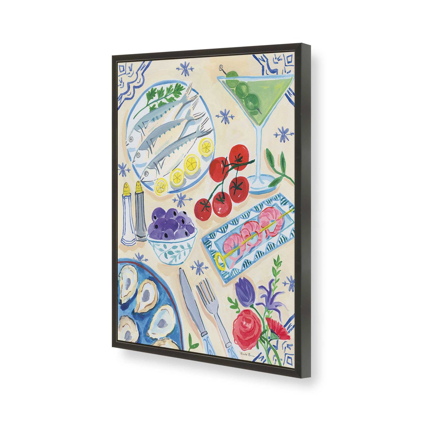 [Color:Satin Black], Picture of art in a Satin Black frame of the corner