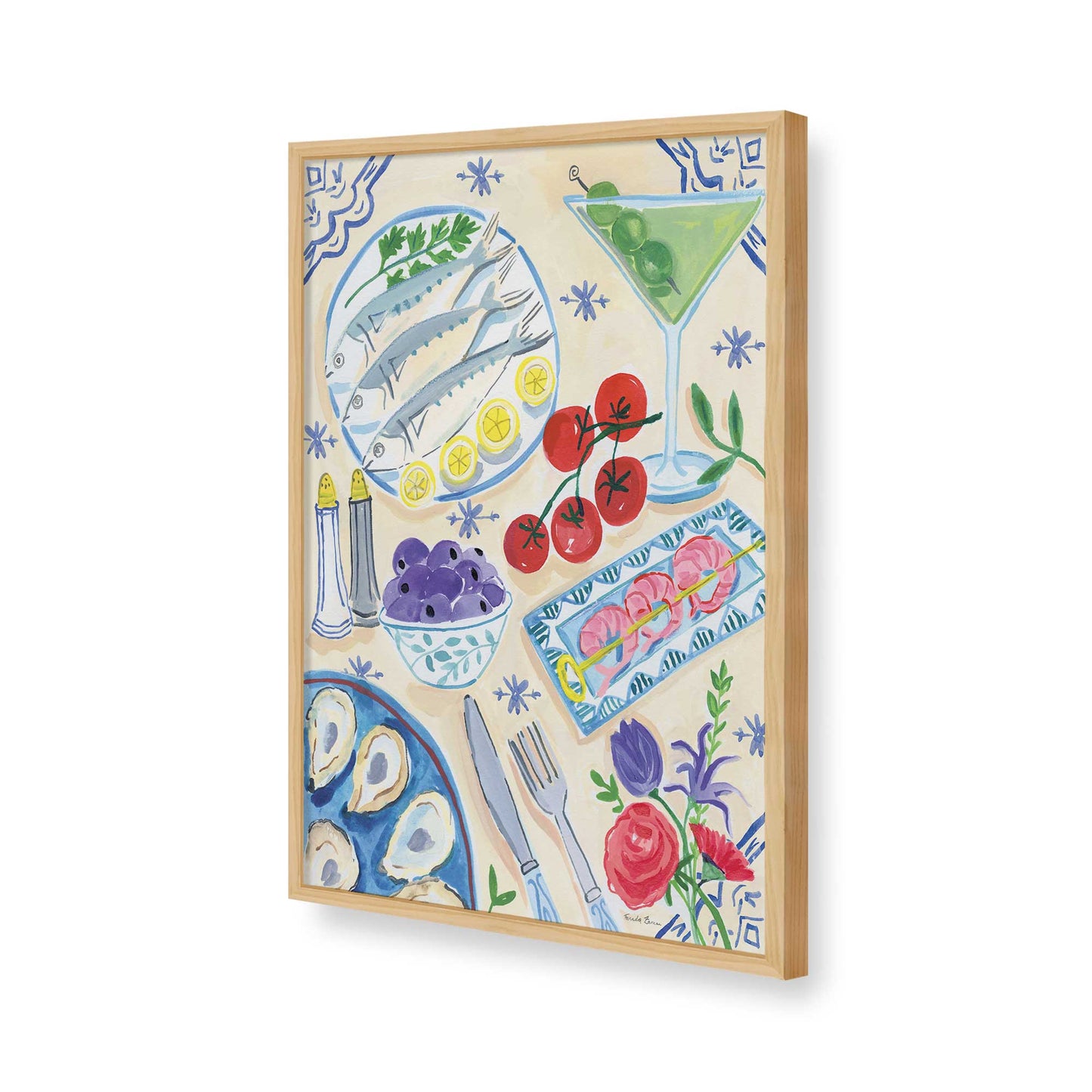 [Color:American Maple], Picture of art in a American Maple frame of the corner