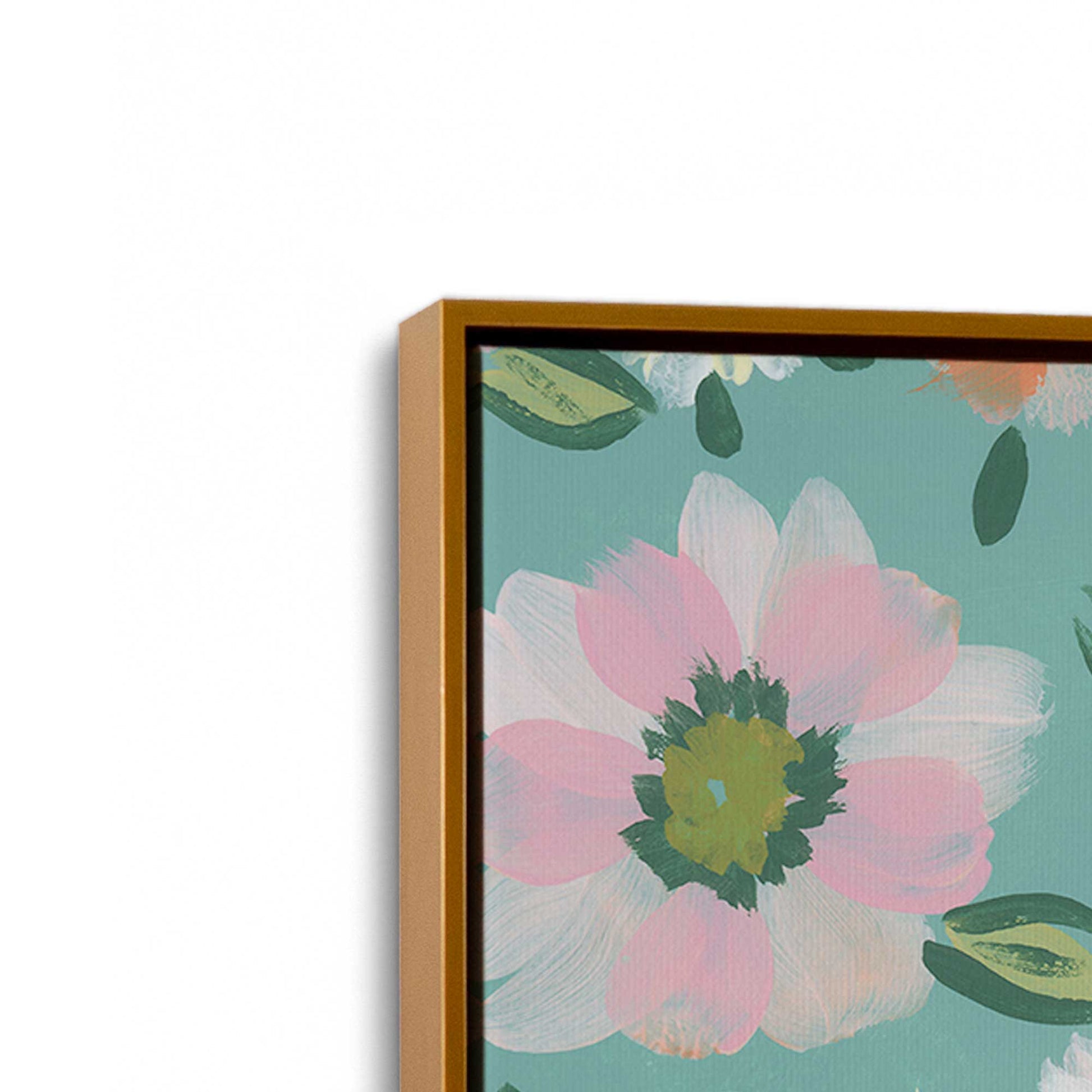 [Color:Polished Gold], Picture of art in a Polished Gold frame at an angle