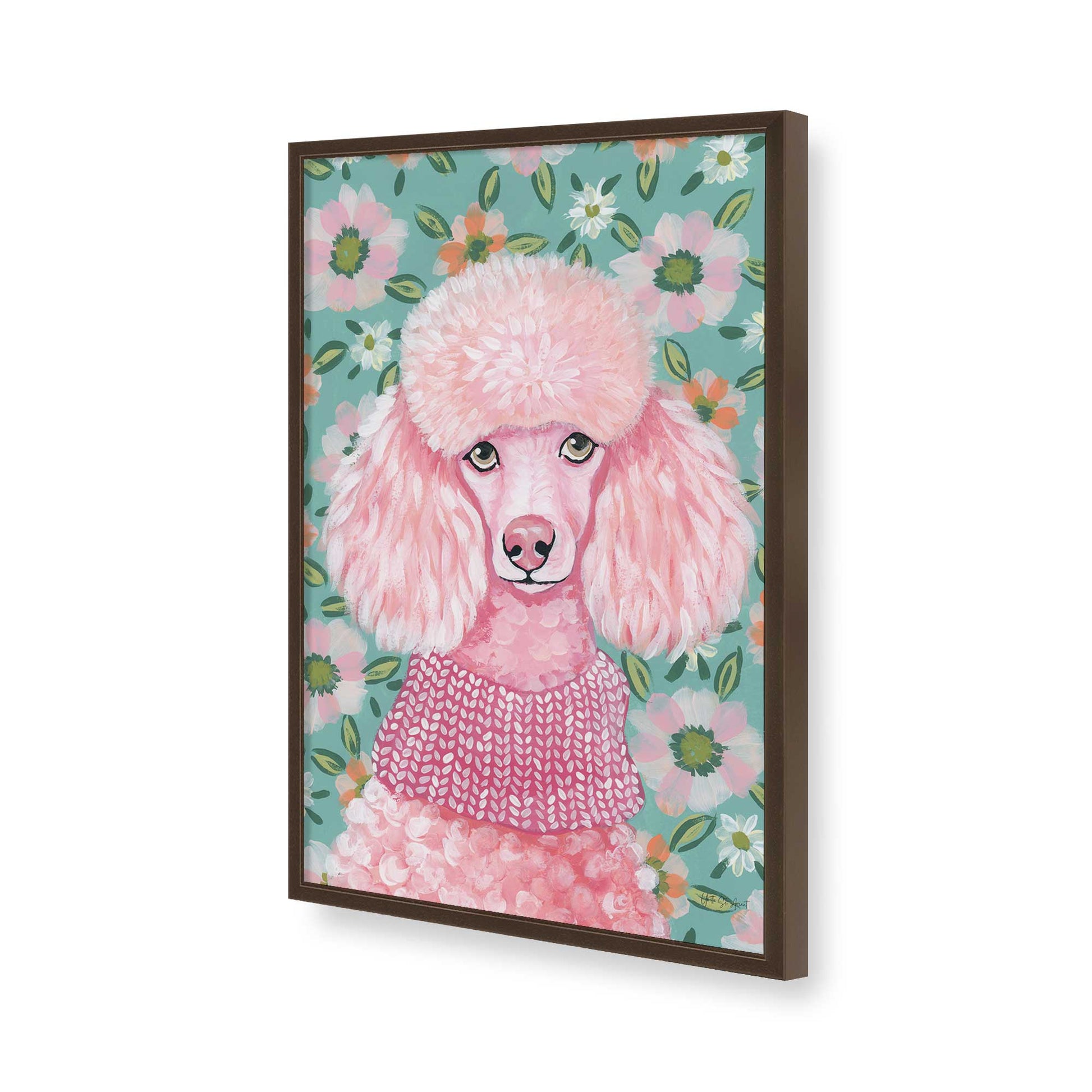 [Color:Brown], Picture of art in a Brown frame of the corner