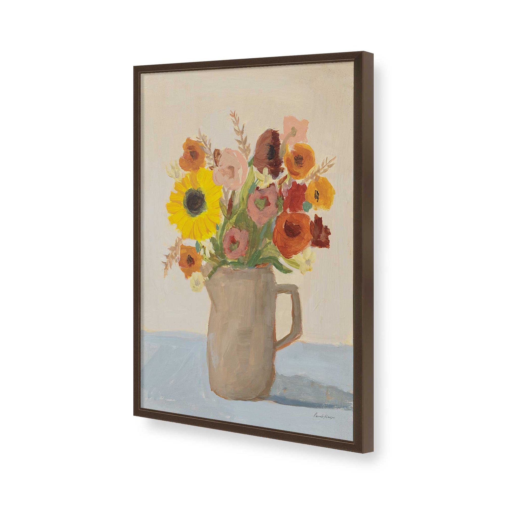 [Color:Brown], Picture of art in a Brown frame of the corner