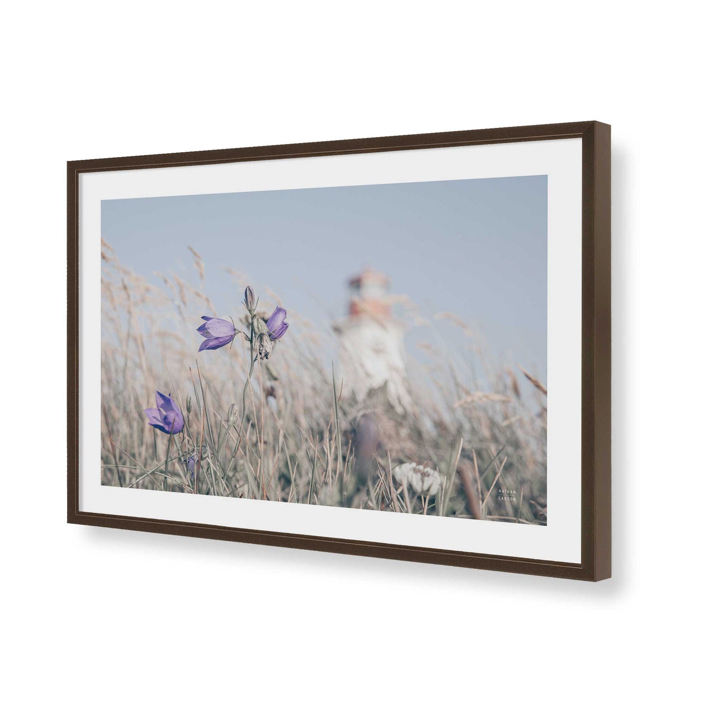 [Color:Brown], Picture of art in a Brown frame of the corner