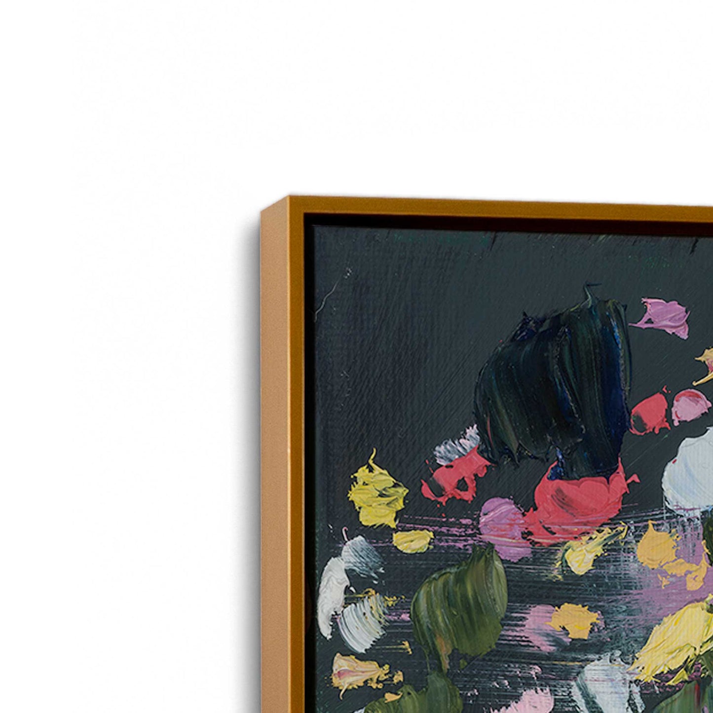 [Color:Polished Gold], Picture of art in a Polished Gold frame at an angle