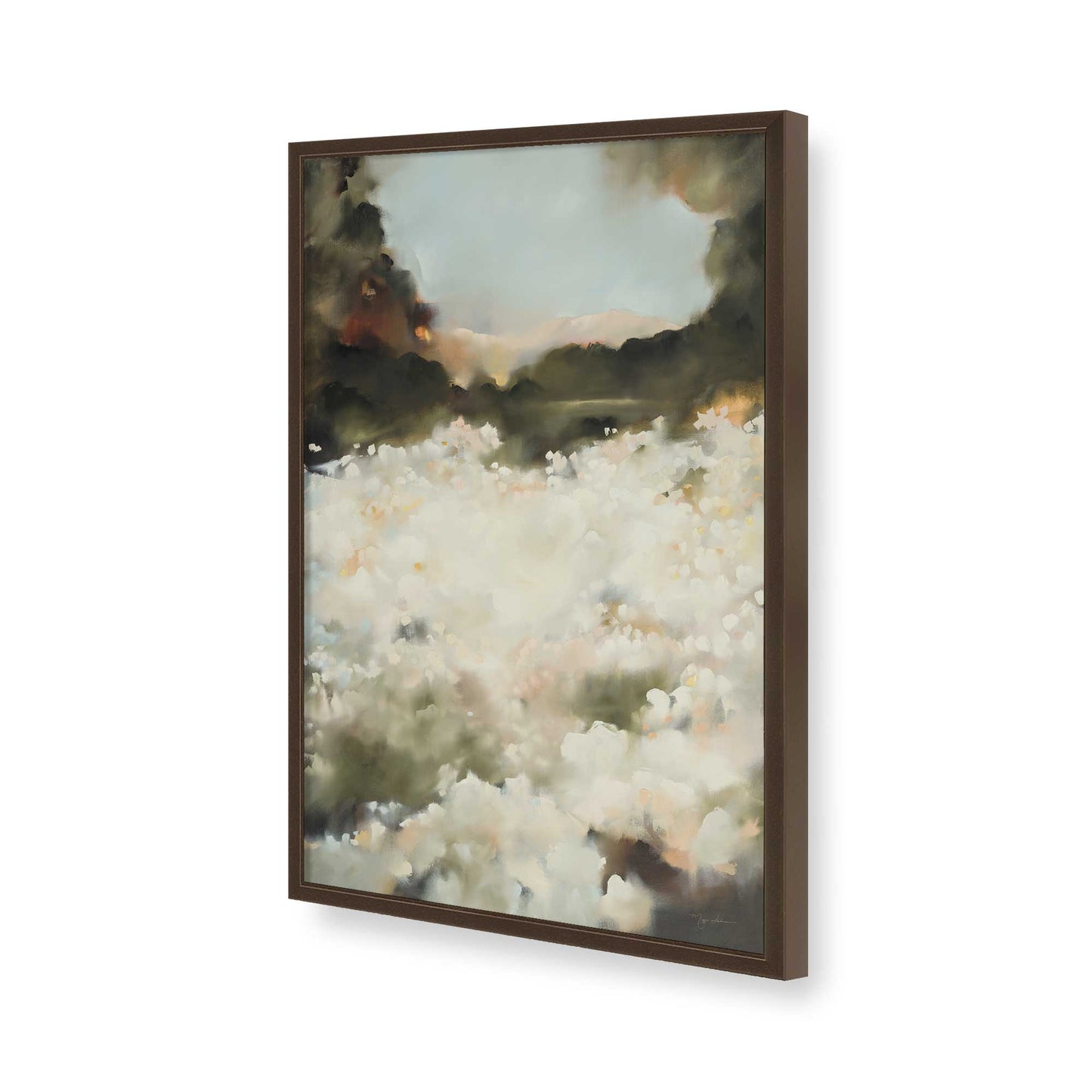 [Color:Brown], Picture of art in a Brown frame of the corner