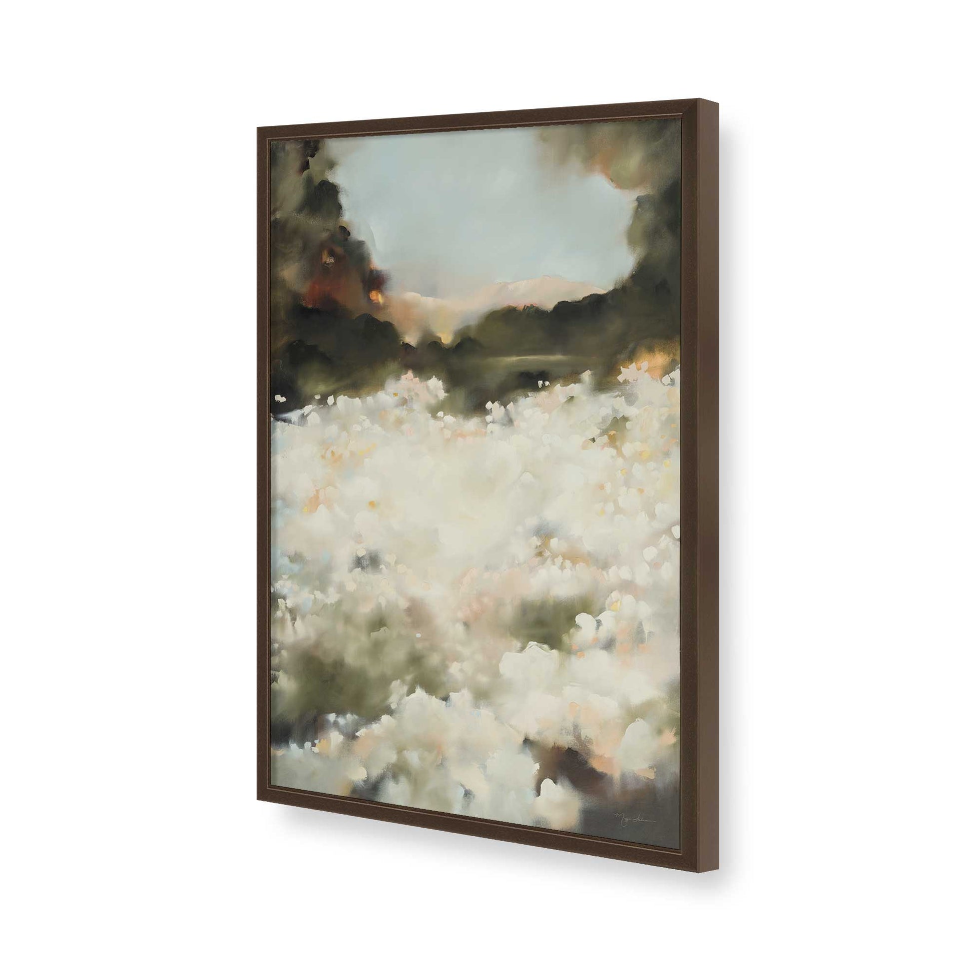 [Color:Brown], Picture of art in a Brown frame of the corner