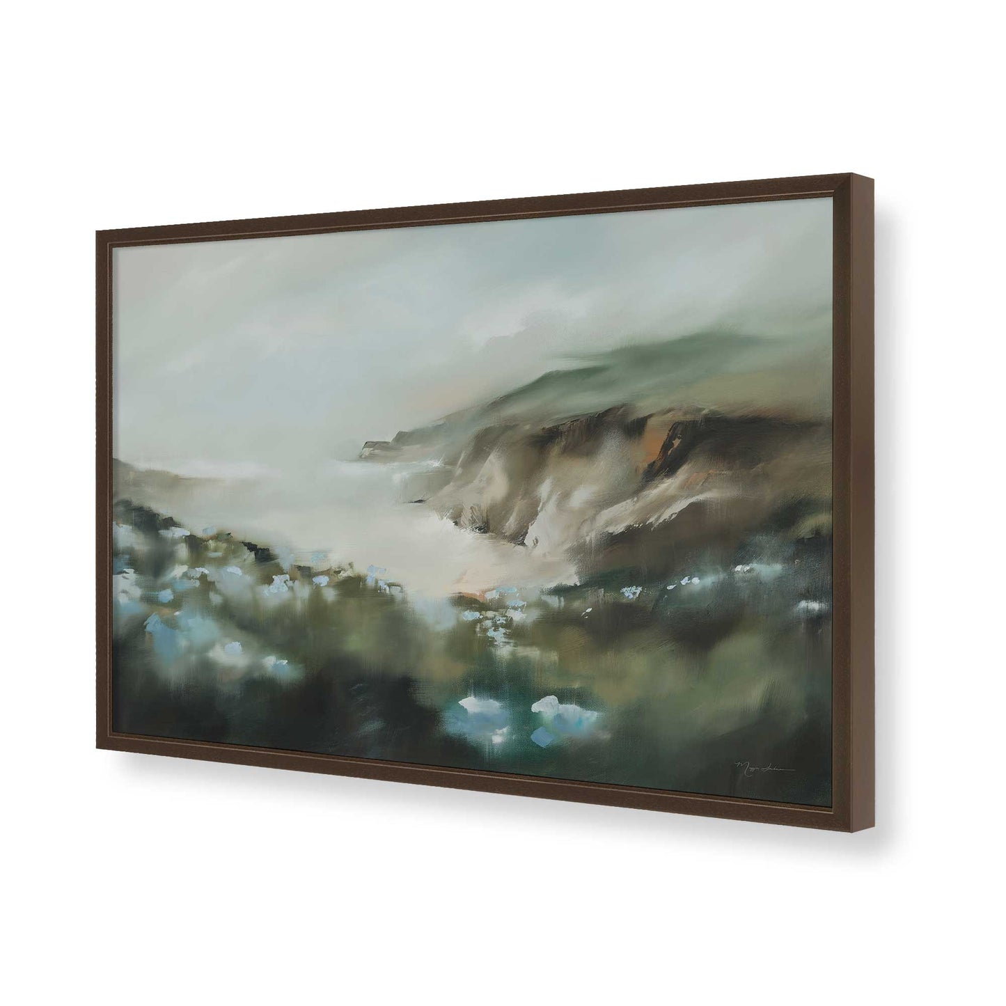 [Color:Brown], Picture of art in a Brown frame of the corner