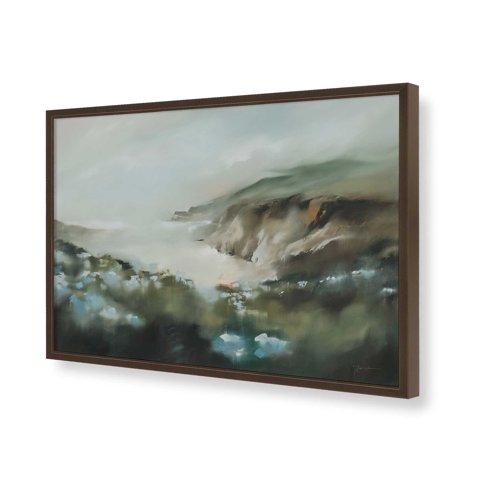 [Color:Brown], Picture of art in a Brown frame of the corner