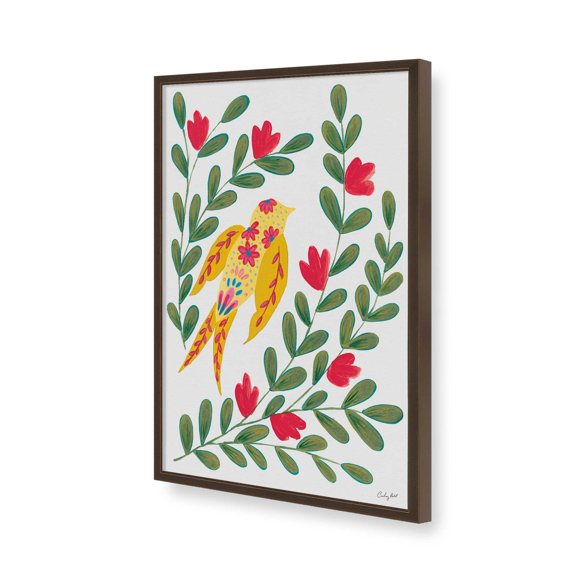 [Color:Brown], Picture of art in a Brown frame of the corner