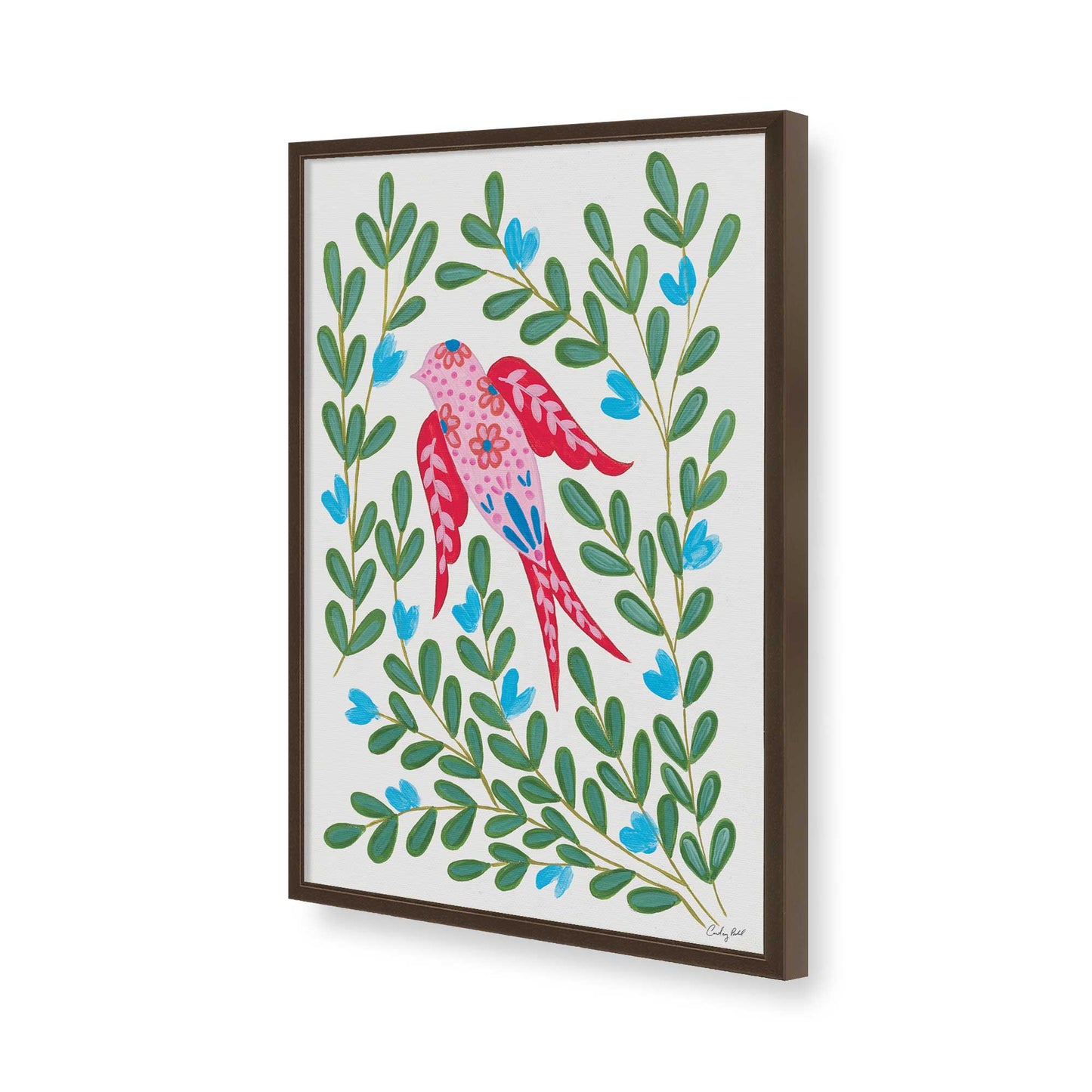 [Color:Brown], Picture of art in a Brown frame of the corner