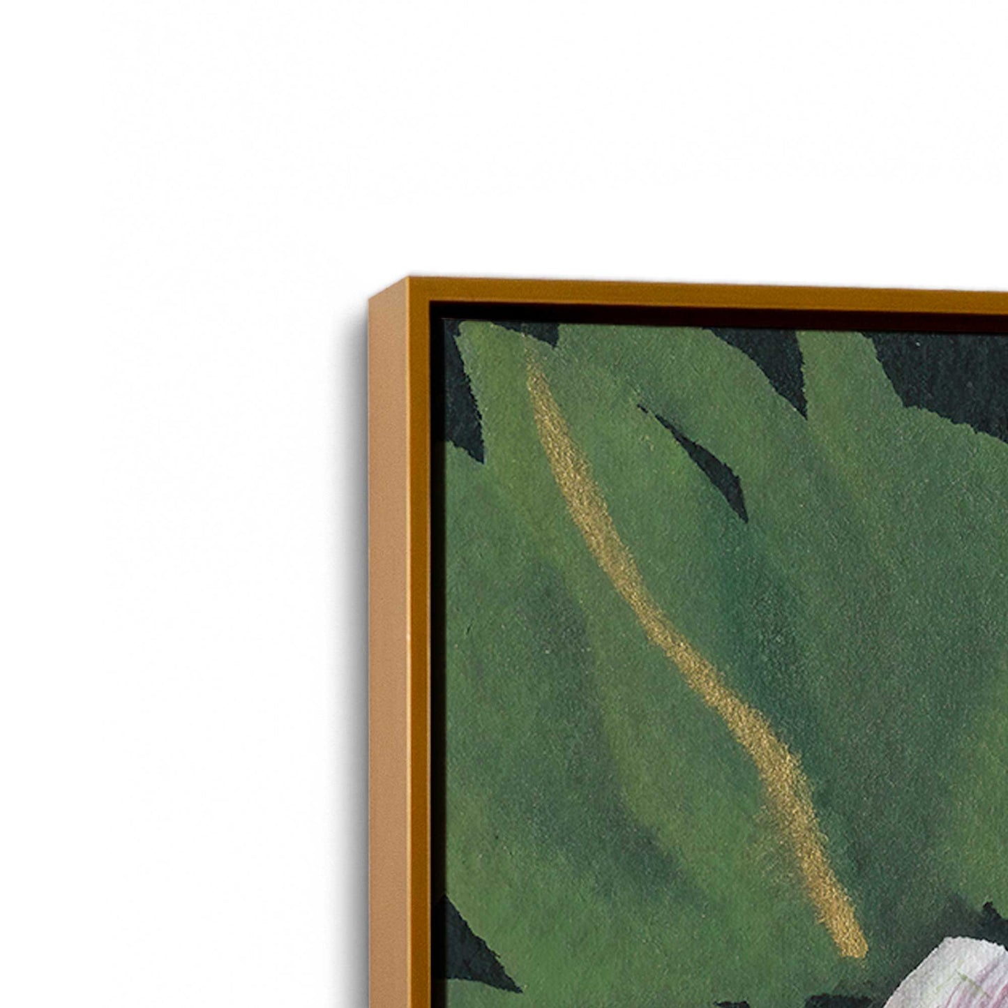 [Color:Polished Gold], Picture of art in a Polished Gold frame at an angle